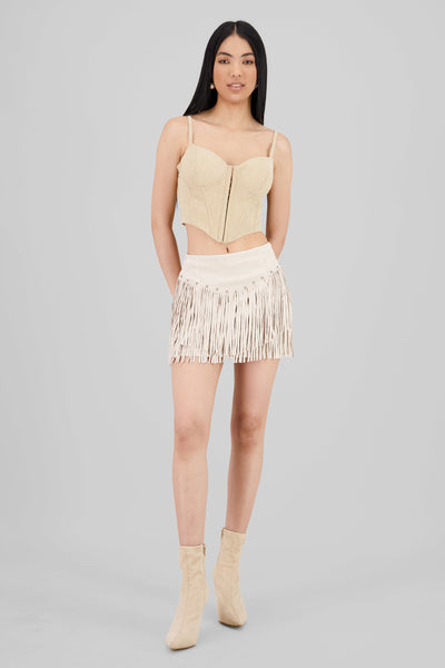 Solid Suede Skirt CREAM