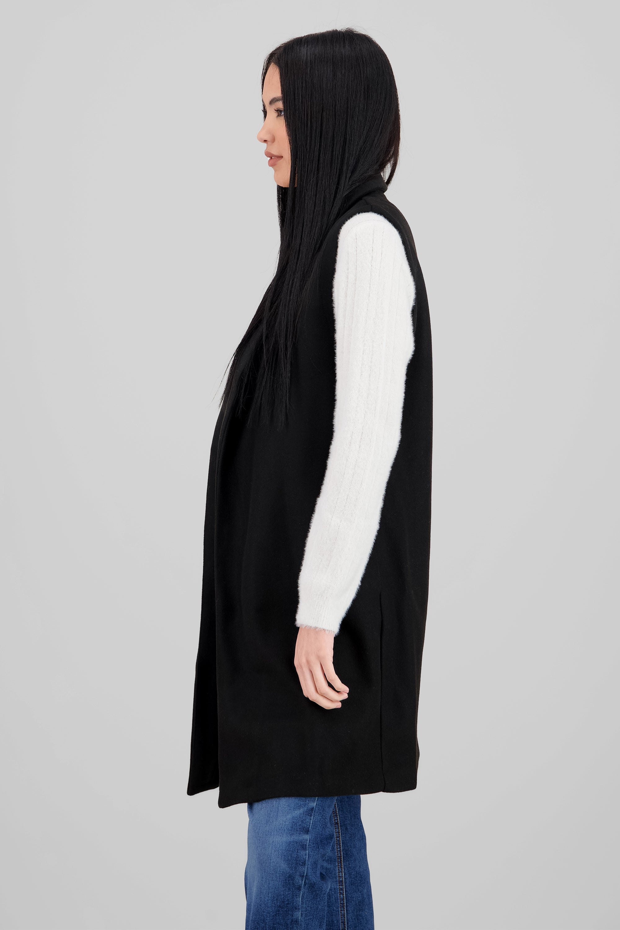 Long Solid Vest BLACK