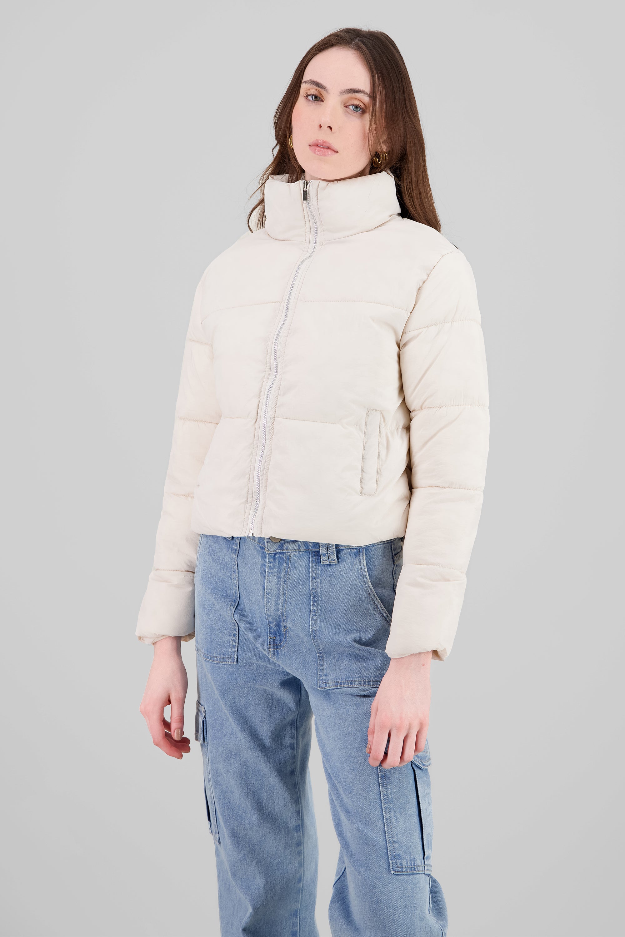 Solid Quilted Jacket IVORY