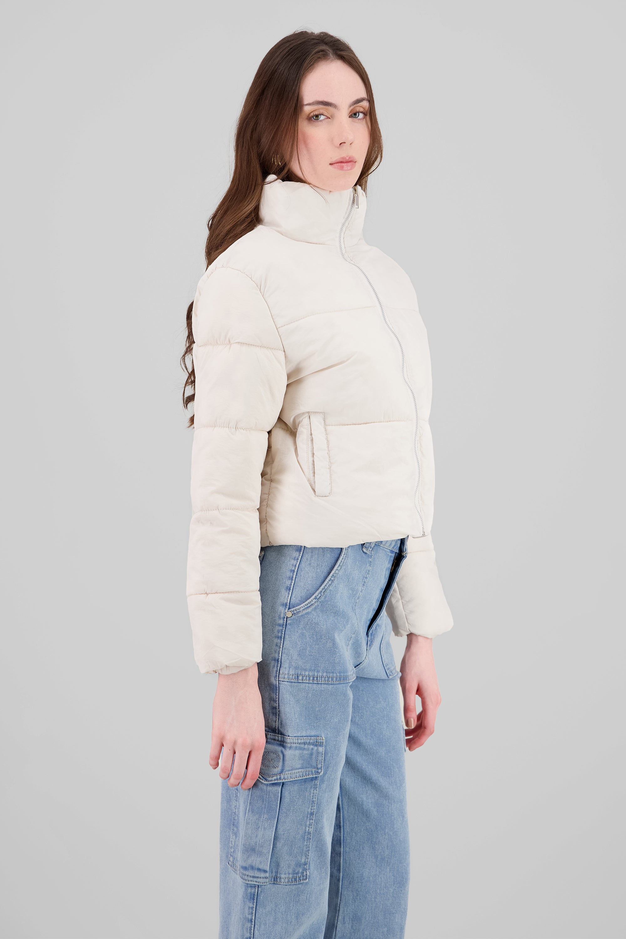 Solid Quilted Jacket IVORY