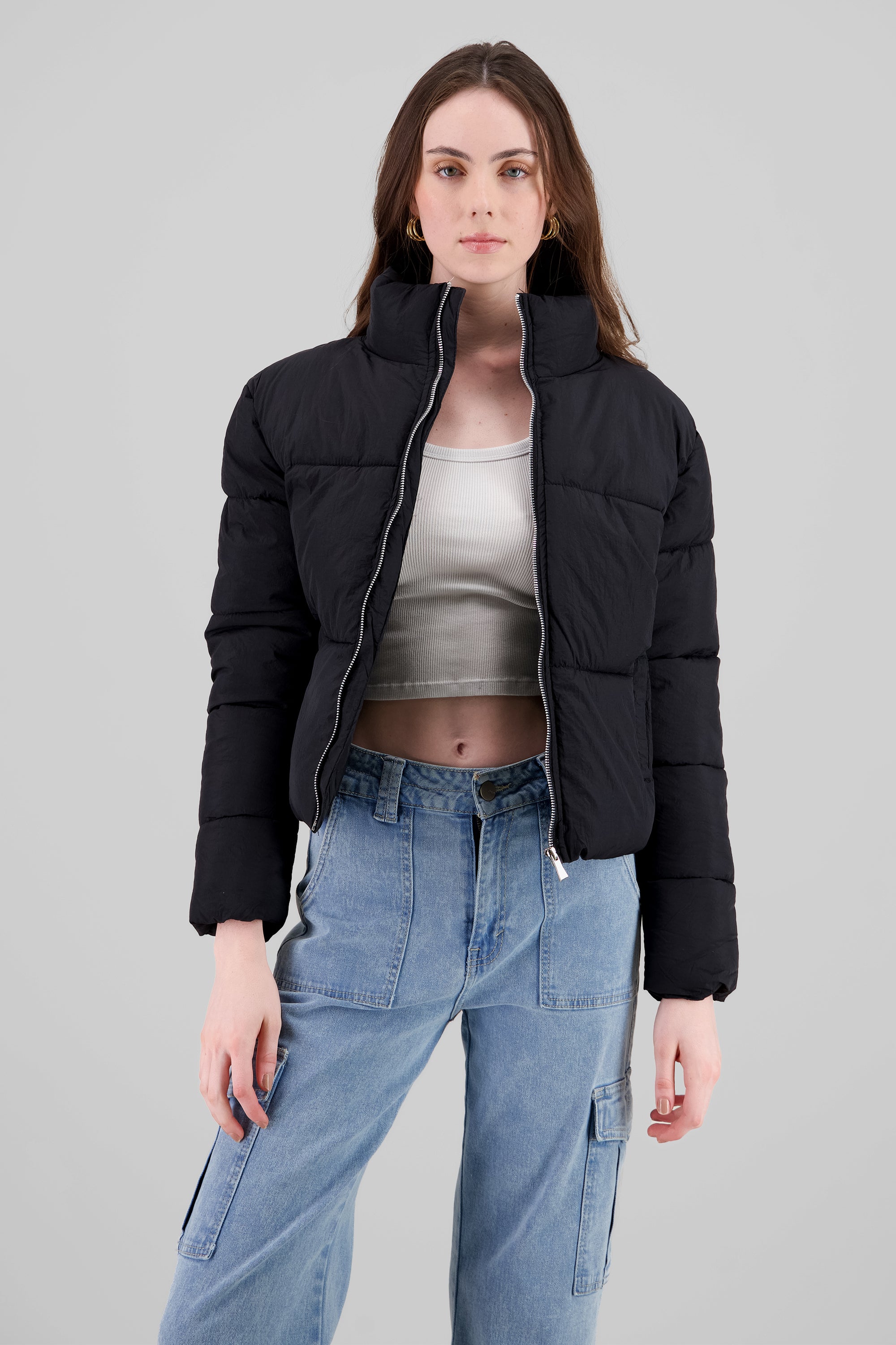 Solid Quilted Jacket BLACK