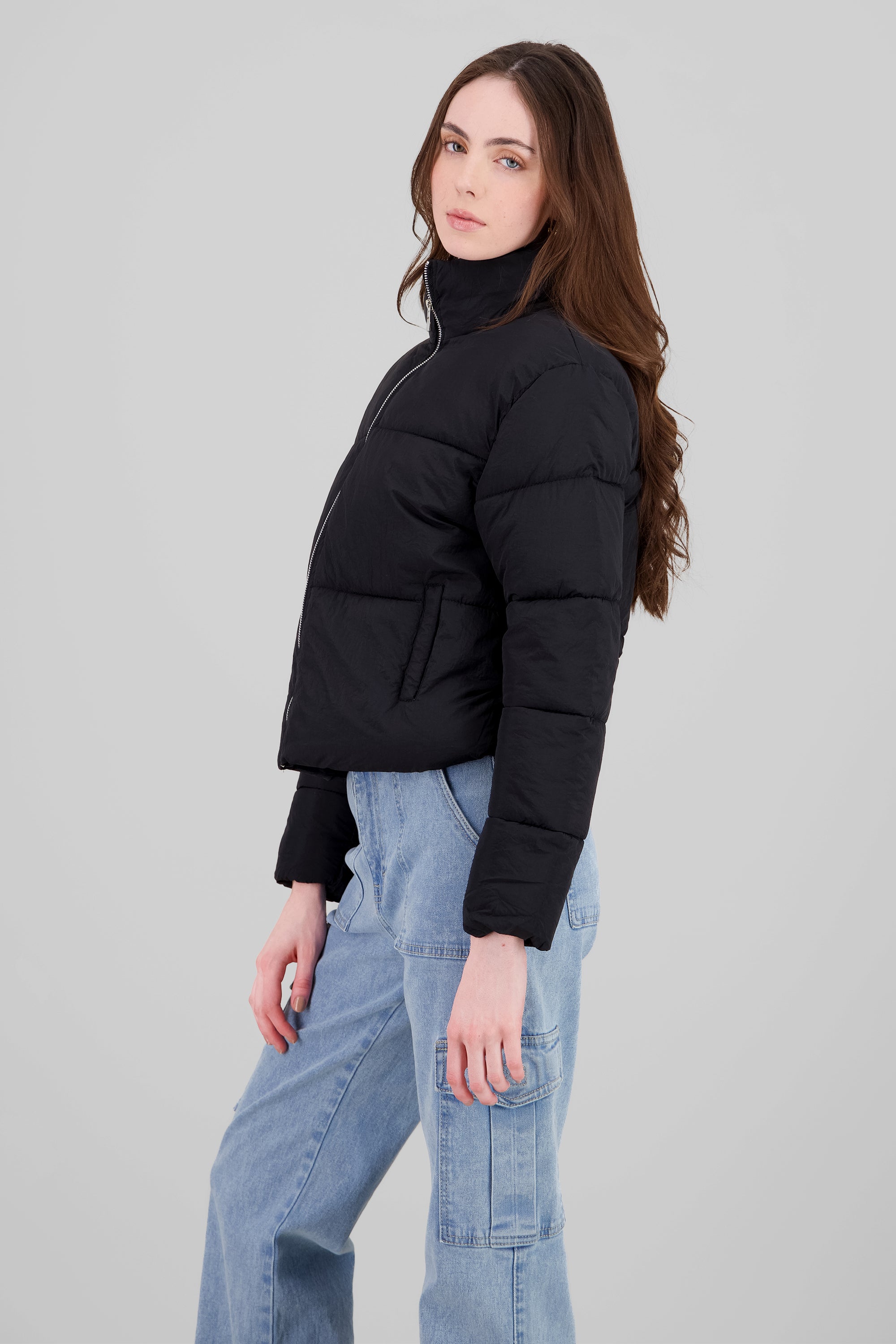 Solid Quilted Jacket BLACK