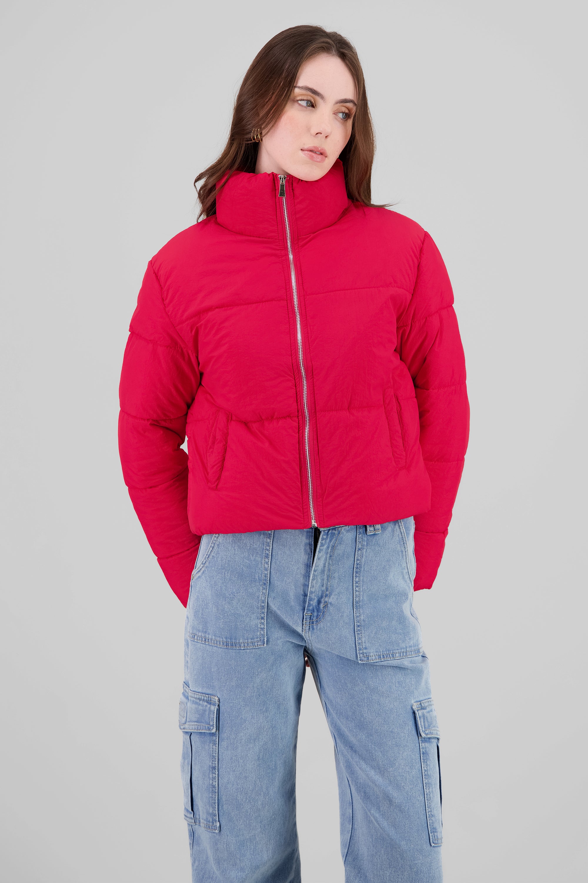 Solid Quilted Jacket RED