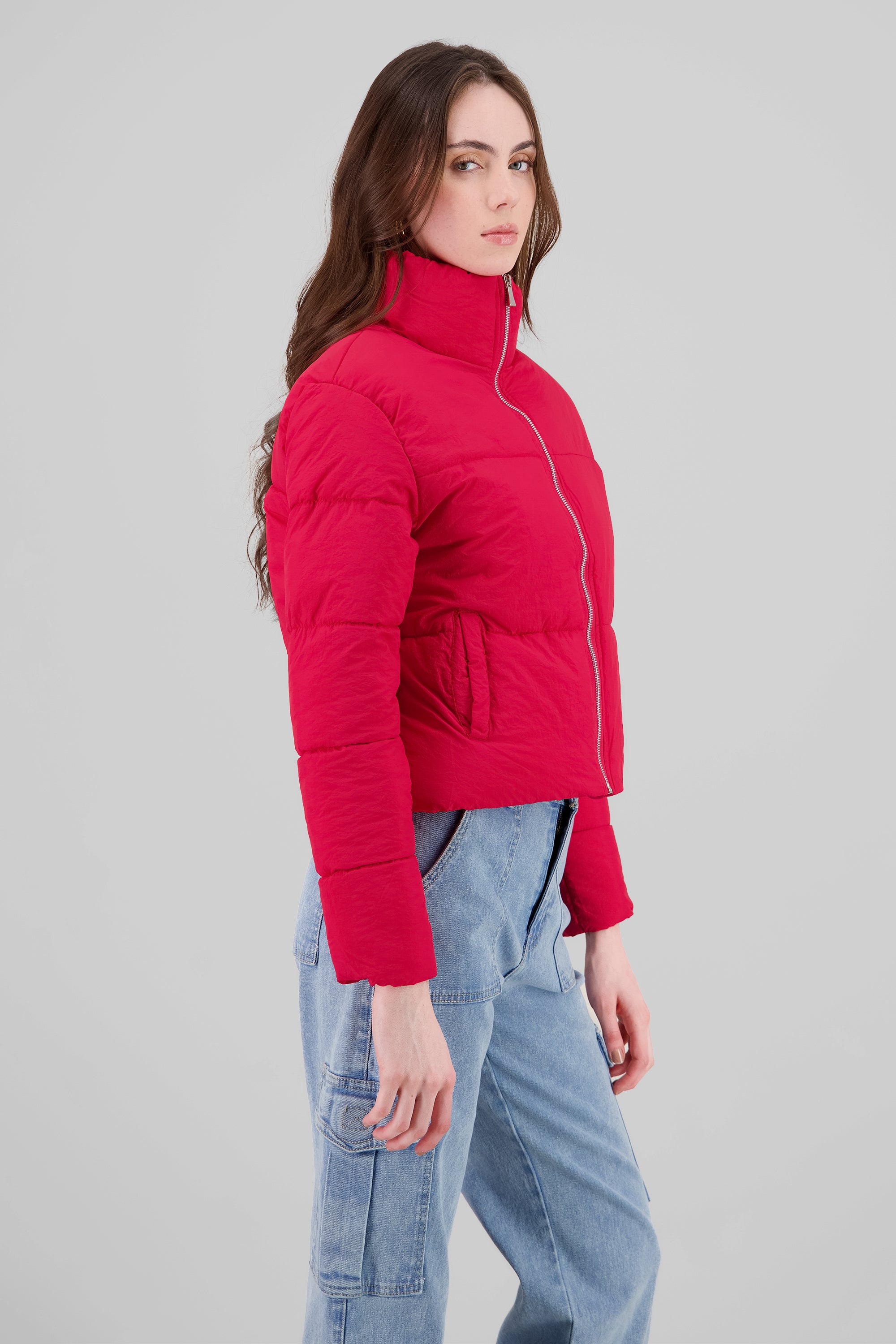 Solid Quilted Jacket RED