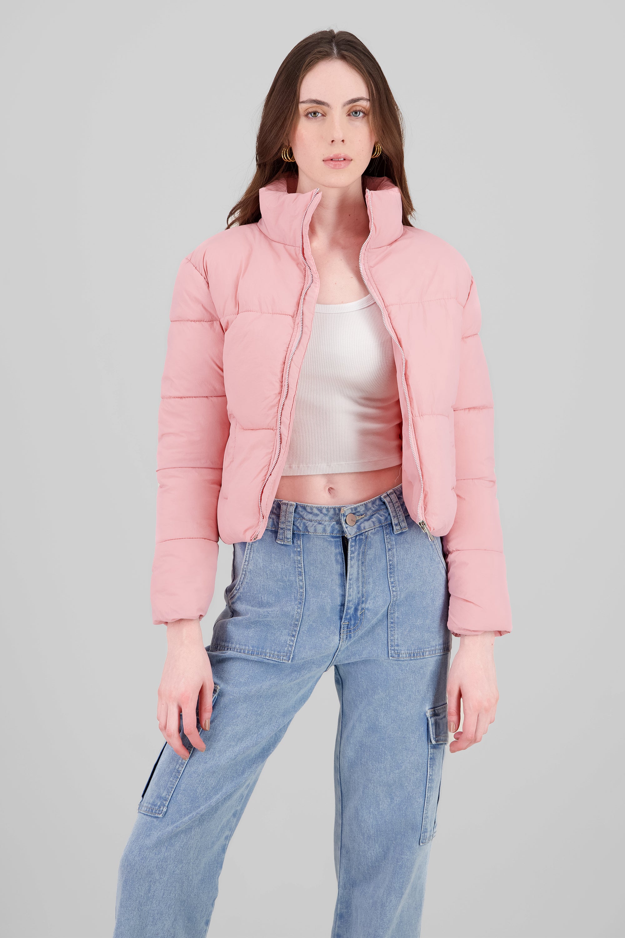 Solid Quilted Jacket PASTEL PINK