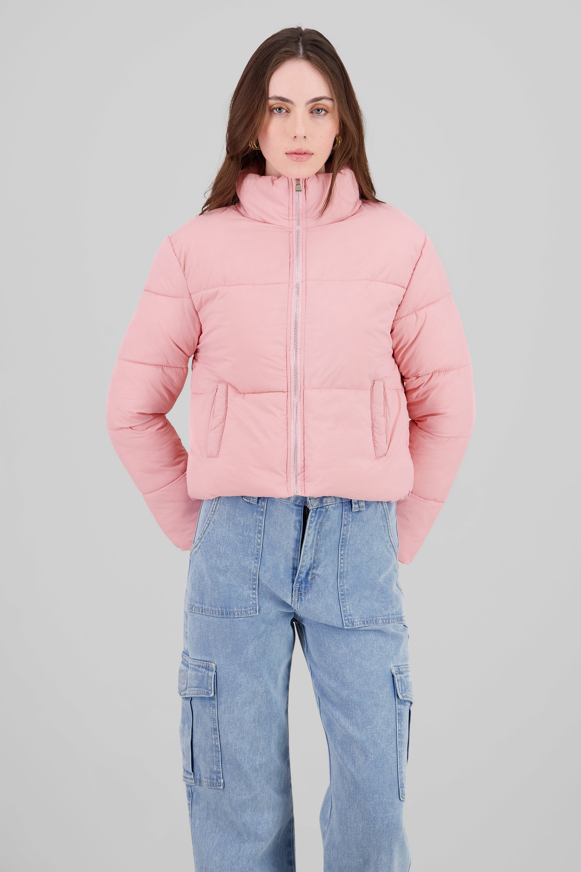 Solid Quilted Jacket PASTEL PINK