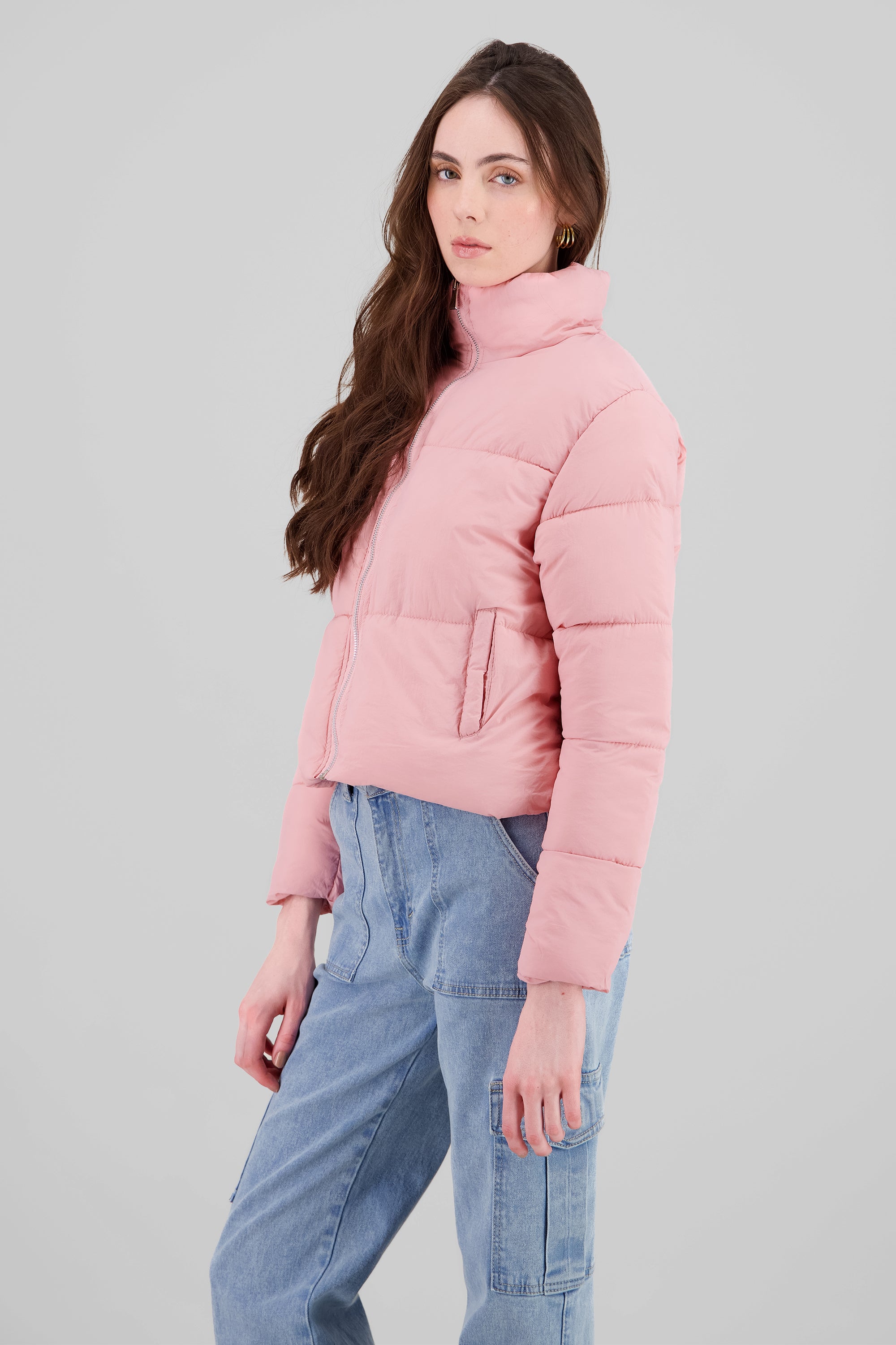 Solid Quilted Jacket PASTEL PINK