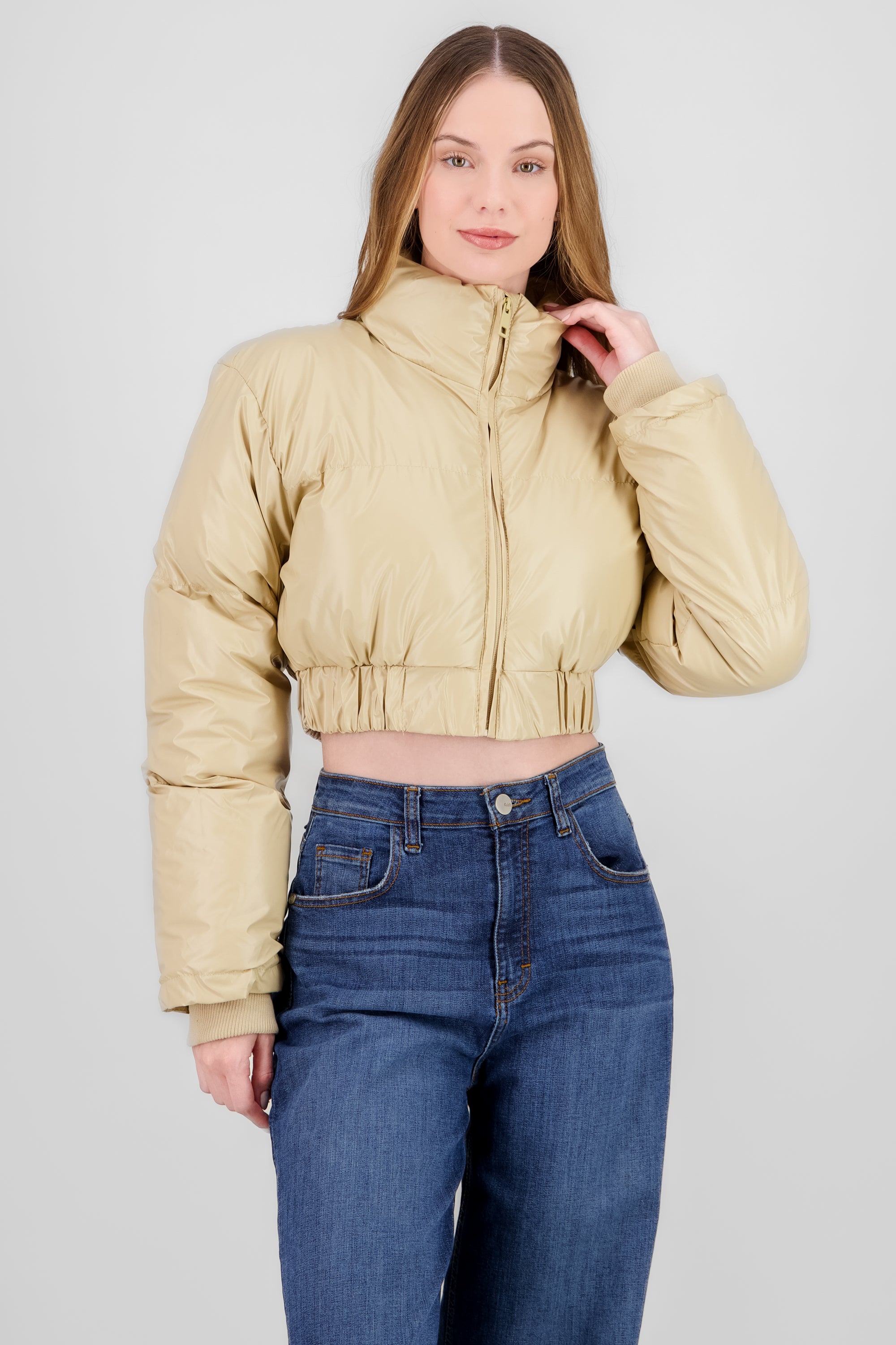 Cropped Quilted Jacket BEIGE