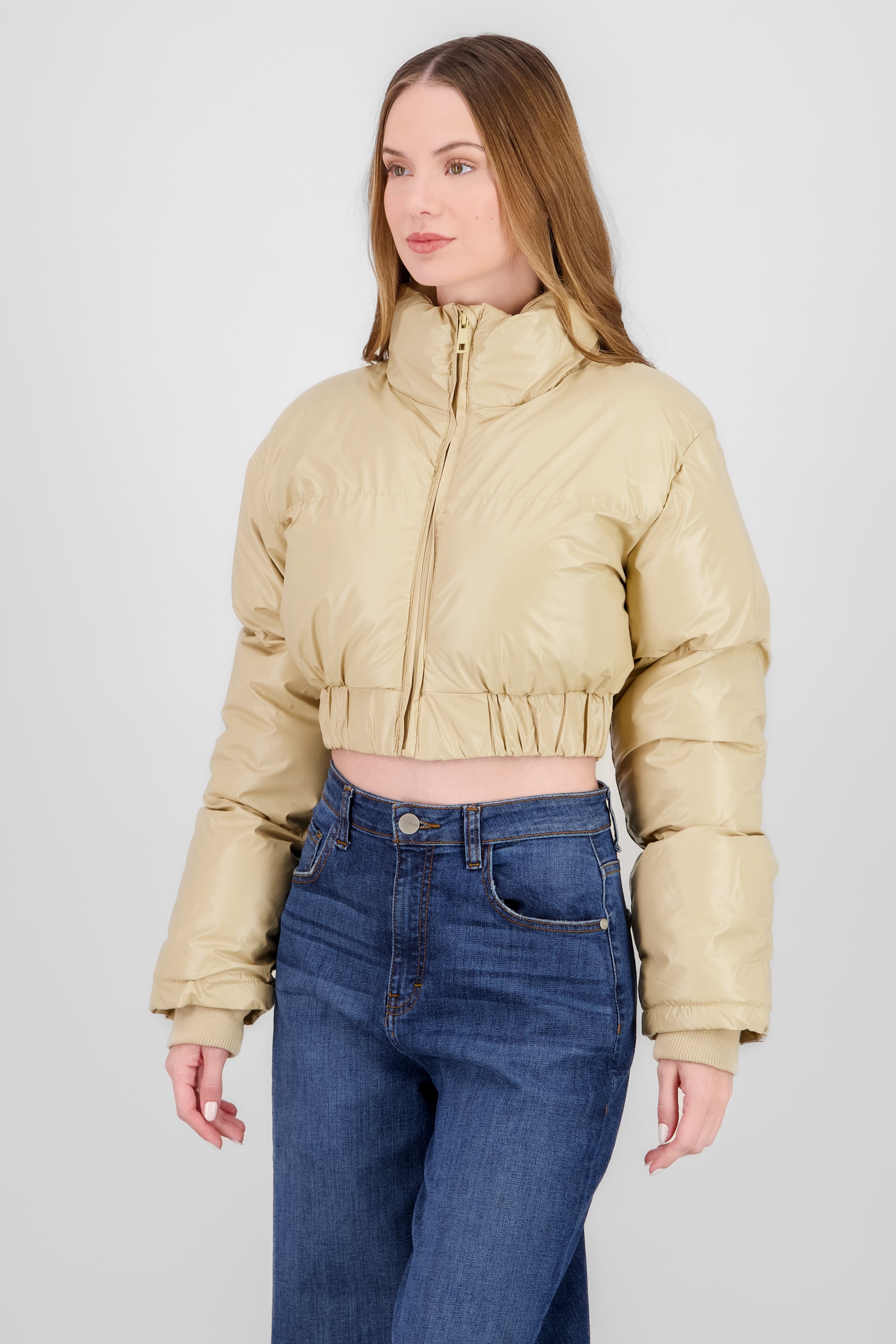 Cropped Quilted Jacket BEIGE