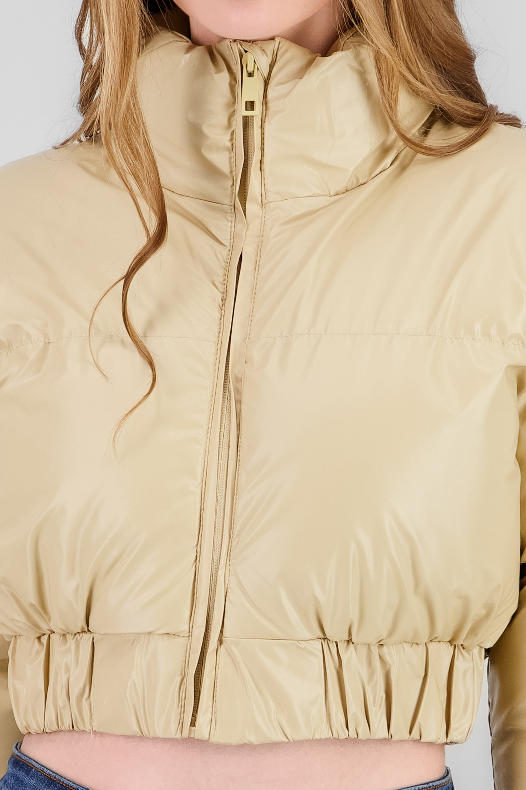 Cropped Quilted Jacket BEIGE