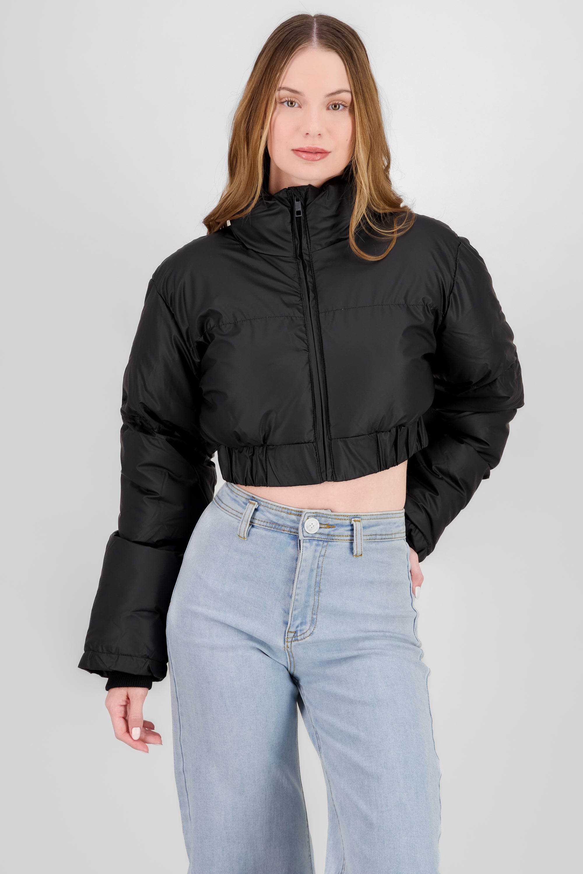 Cropped Quilted Jacket BLACK