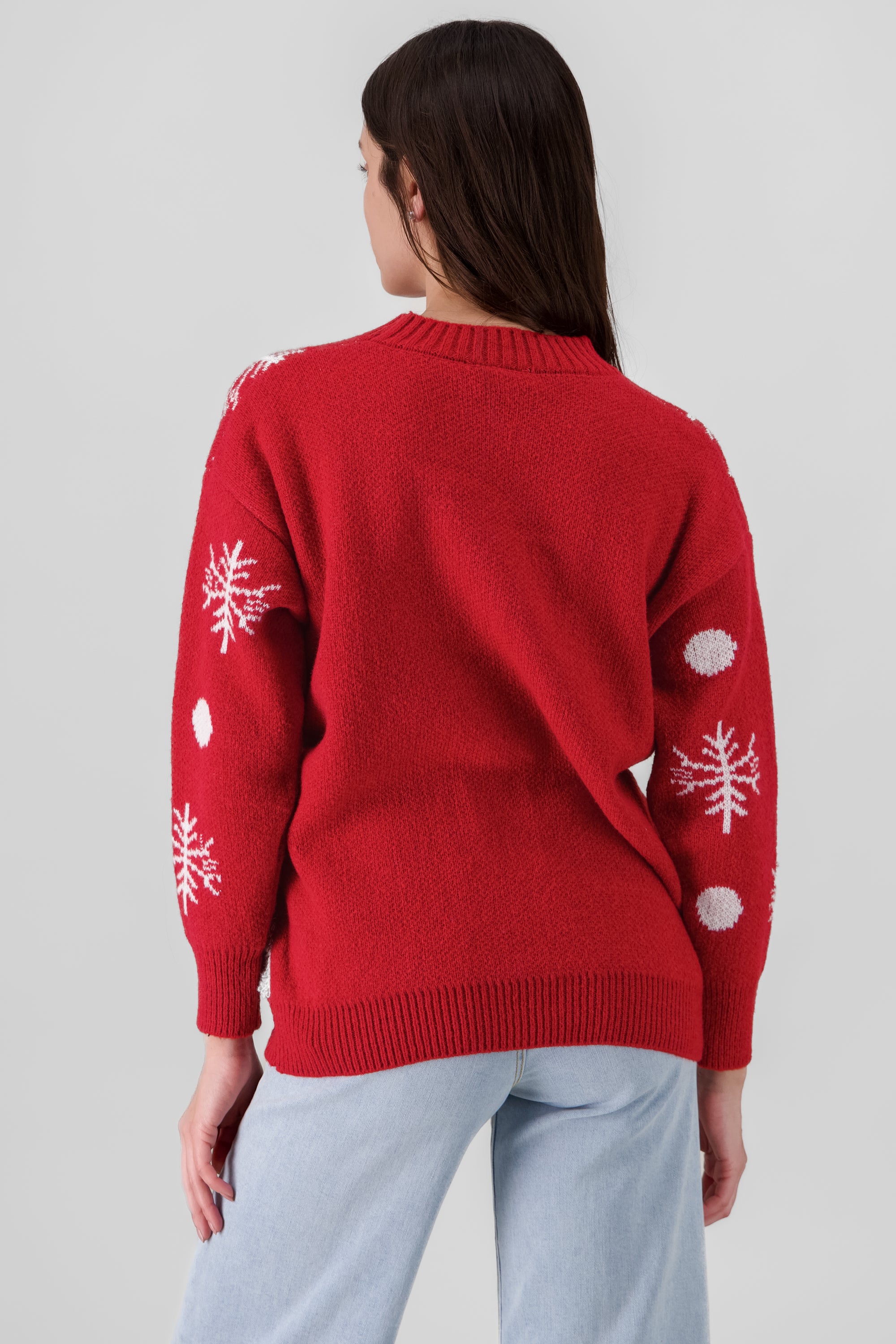 Textured reindeer Christmas Sweater RED COMBO