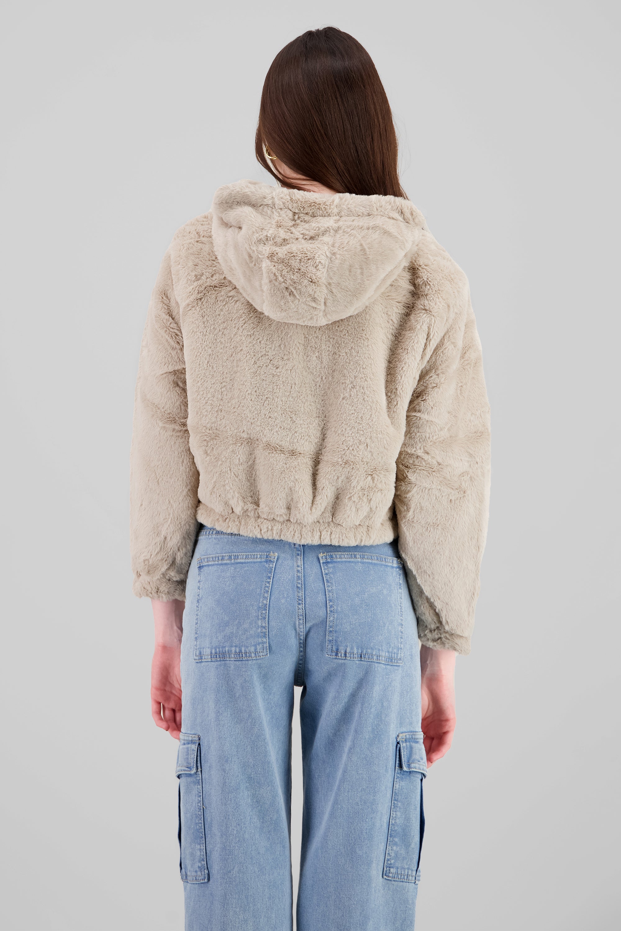 Cropped Furry Jacket BEIGE