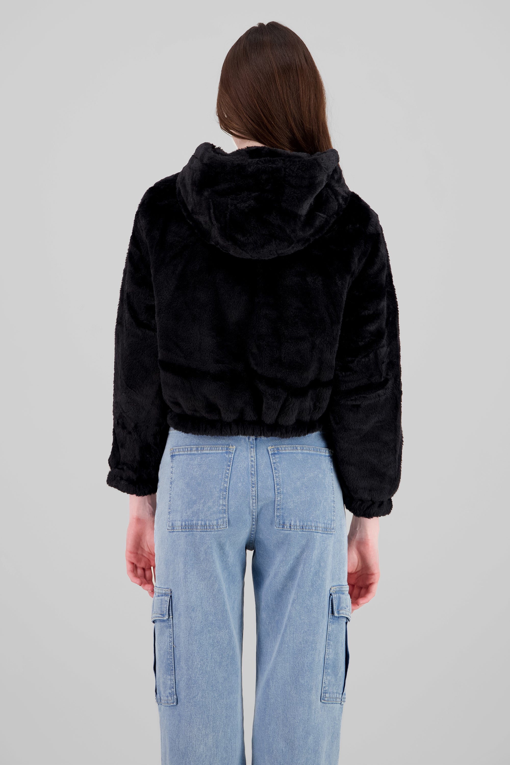 Cropped Furry Jacket BLACK