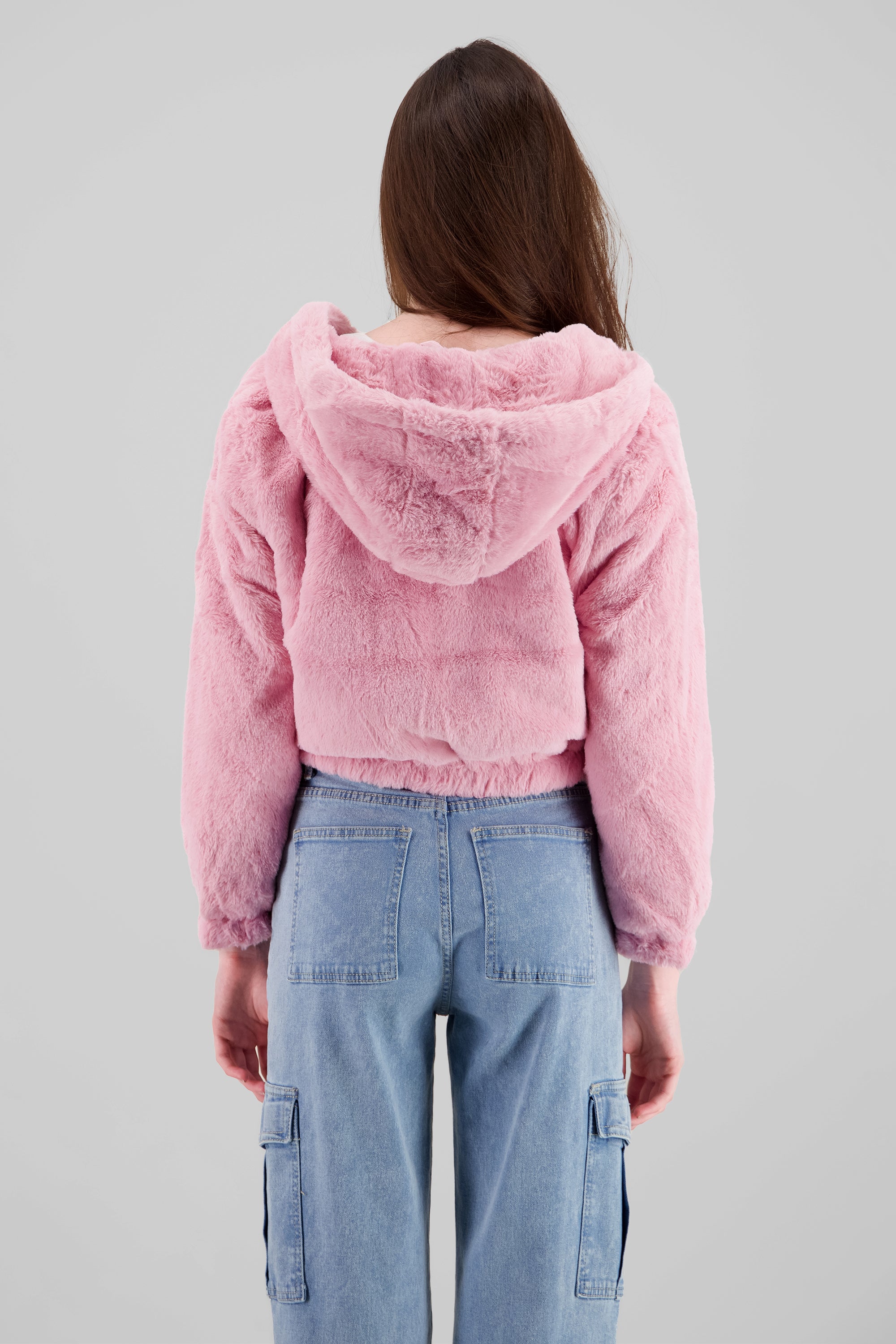 Cropped Furry Jacket PINK