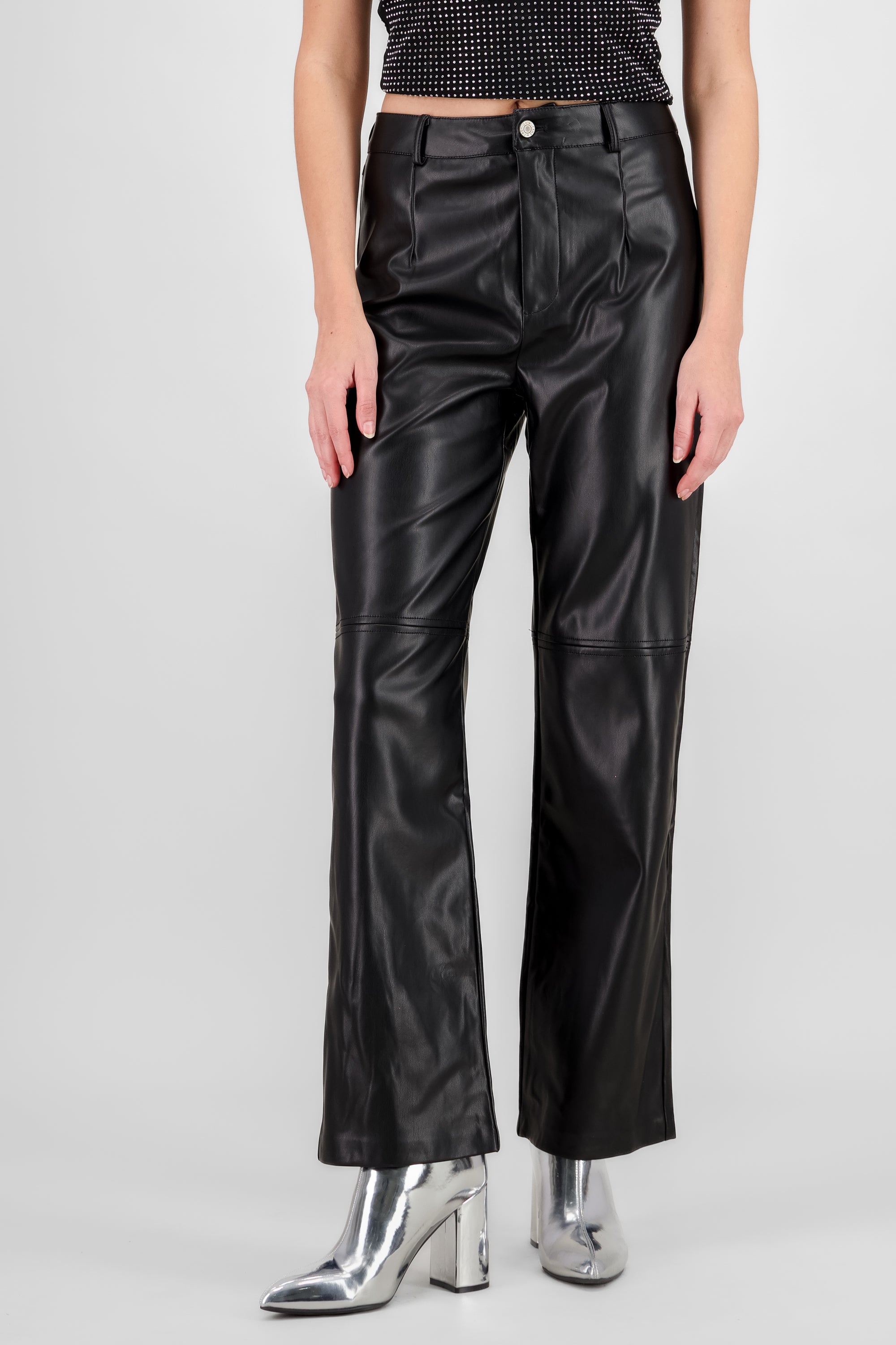 Wide leg Faux Leather Pants BLACK