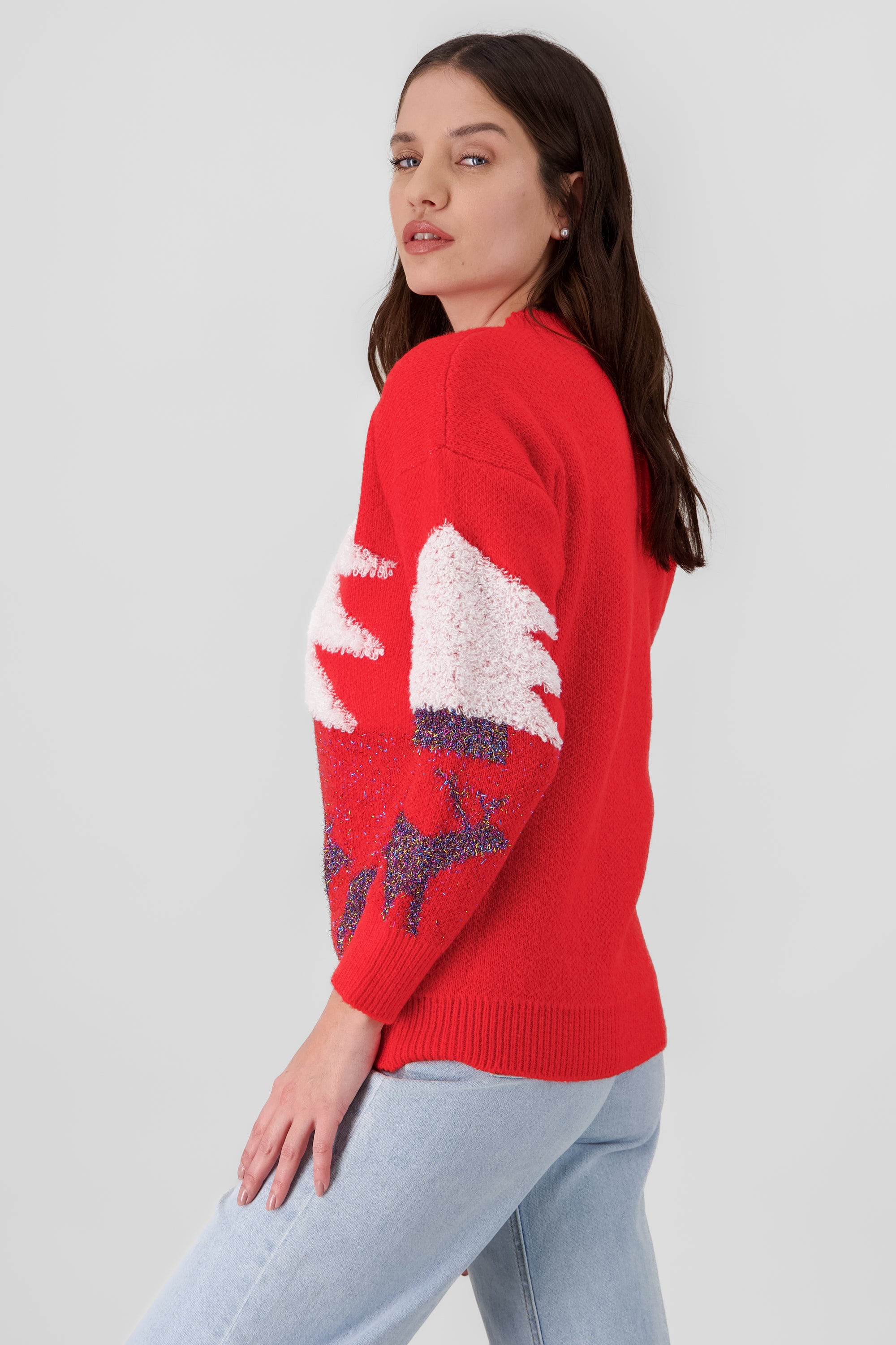 Lurex Tree Christmas Sweater RED COMBO