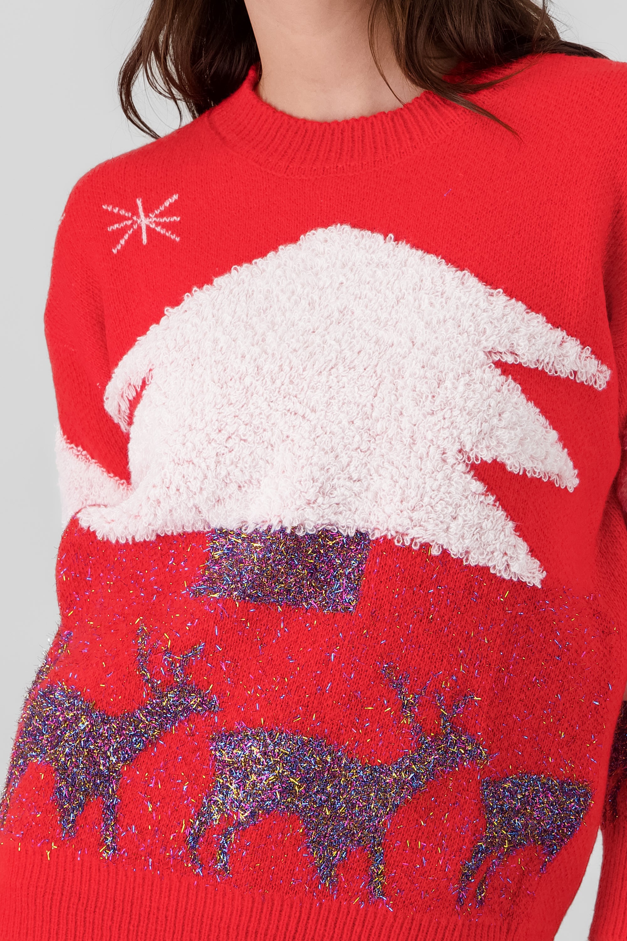 Lurex Tree Christmas Sweater RED COMBO