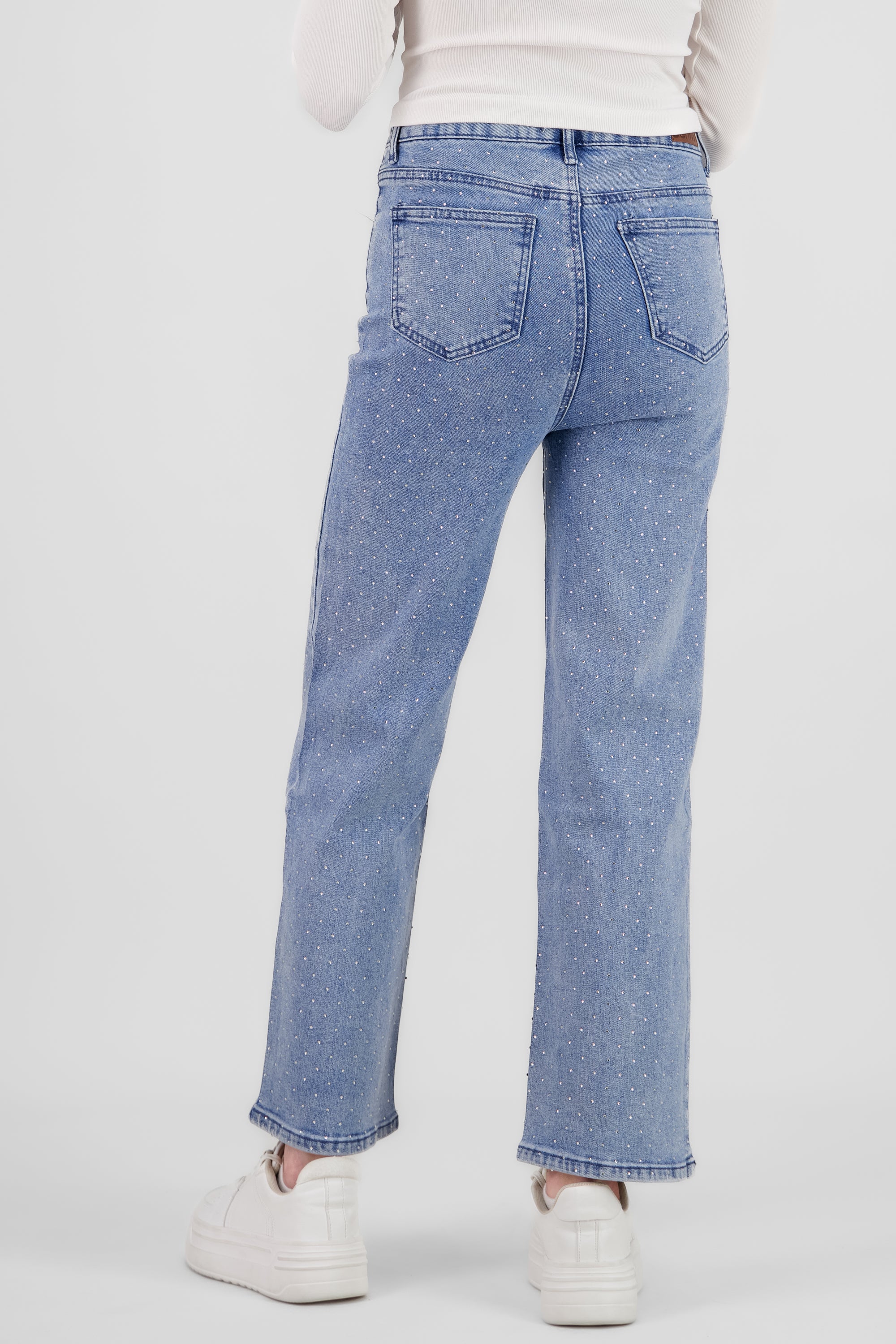 Straight Jeans with Glitter MEDIUM WASH