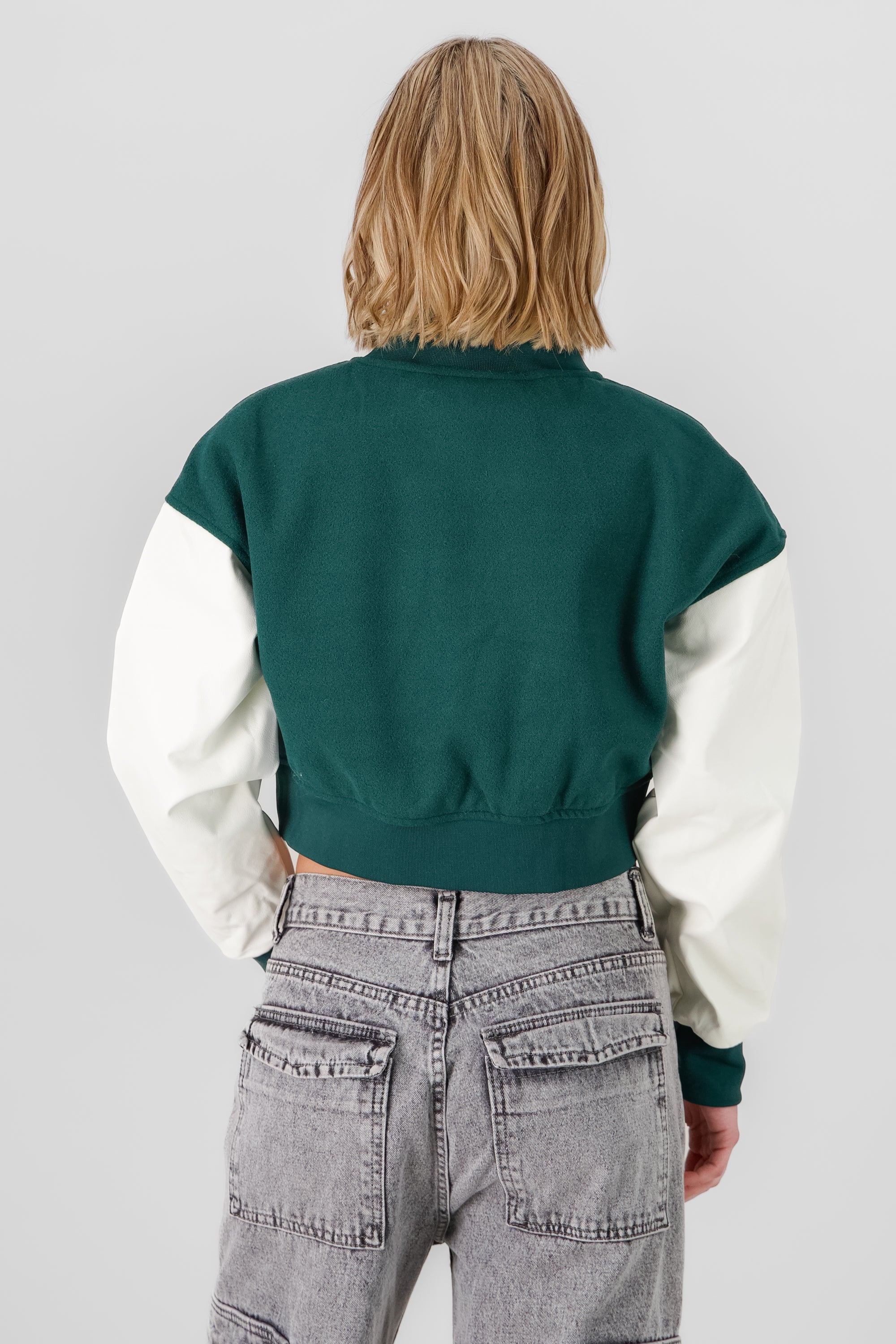 Contrast Sleeve Bomber Jacket HUNTER GREEN