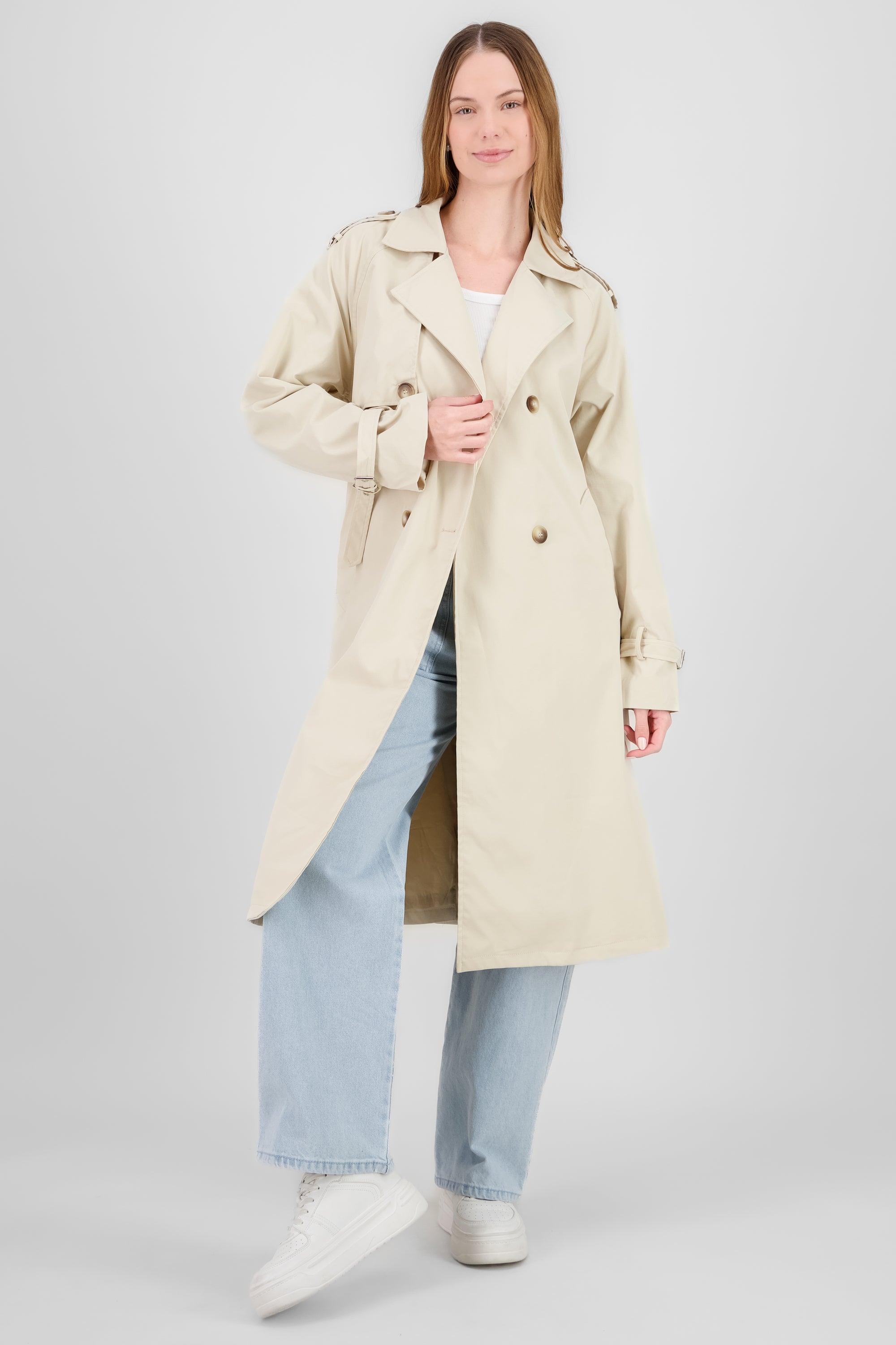 Solid long trench coat BEIGE