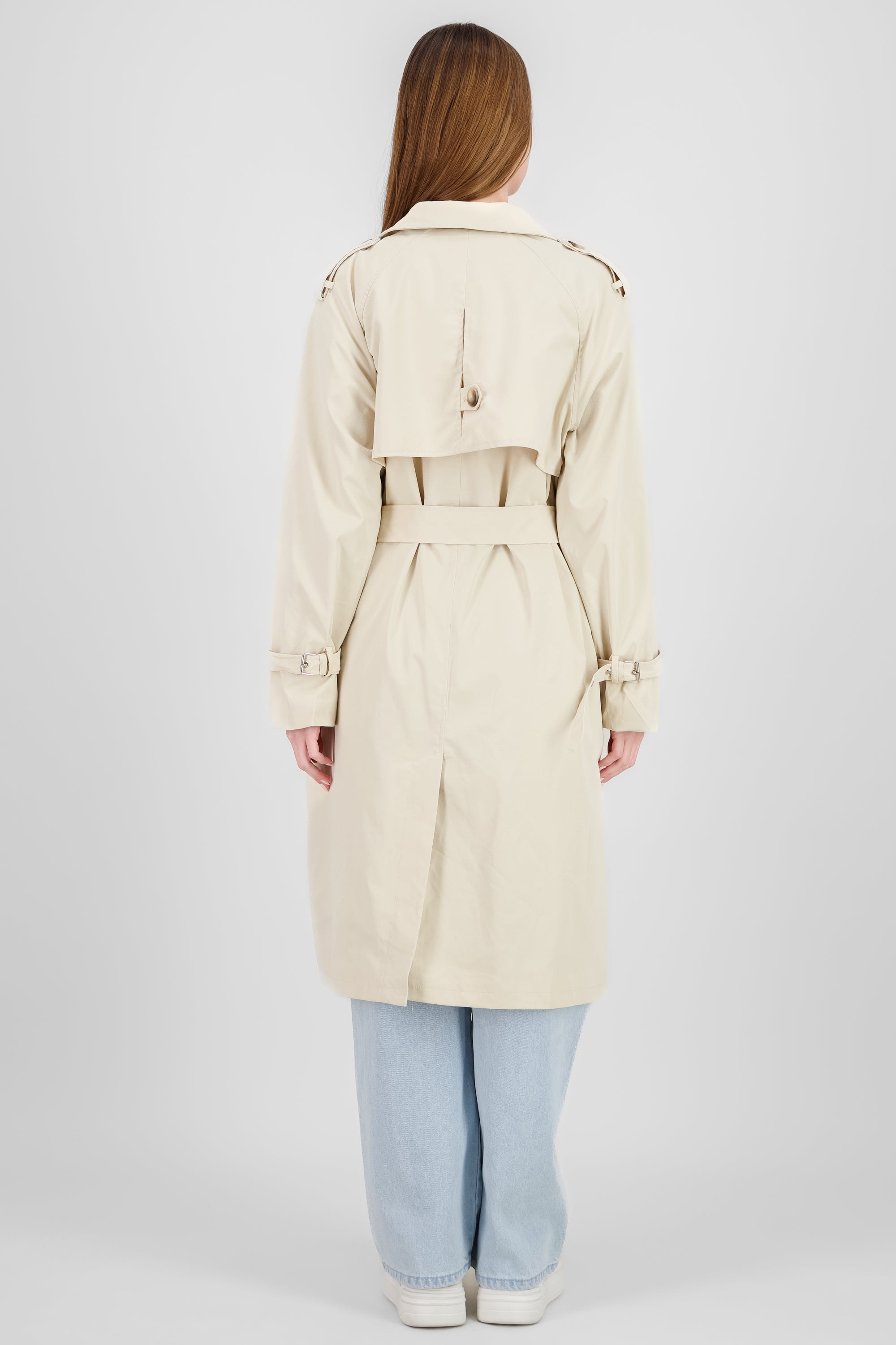 Solid long trench coat BEIGE