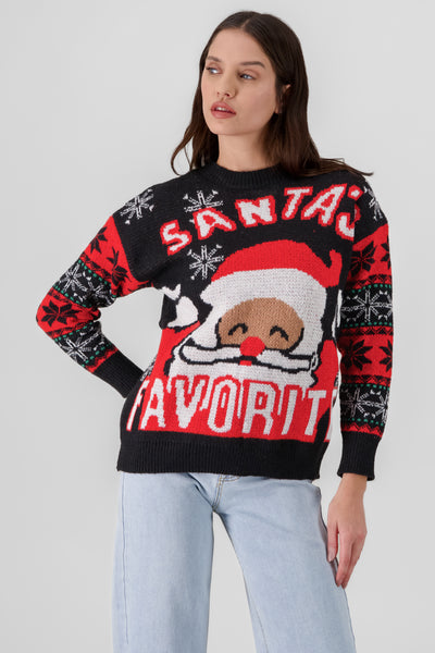 Santa Christmas Sweater BLACK COMBO