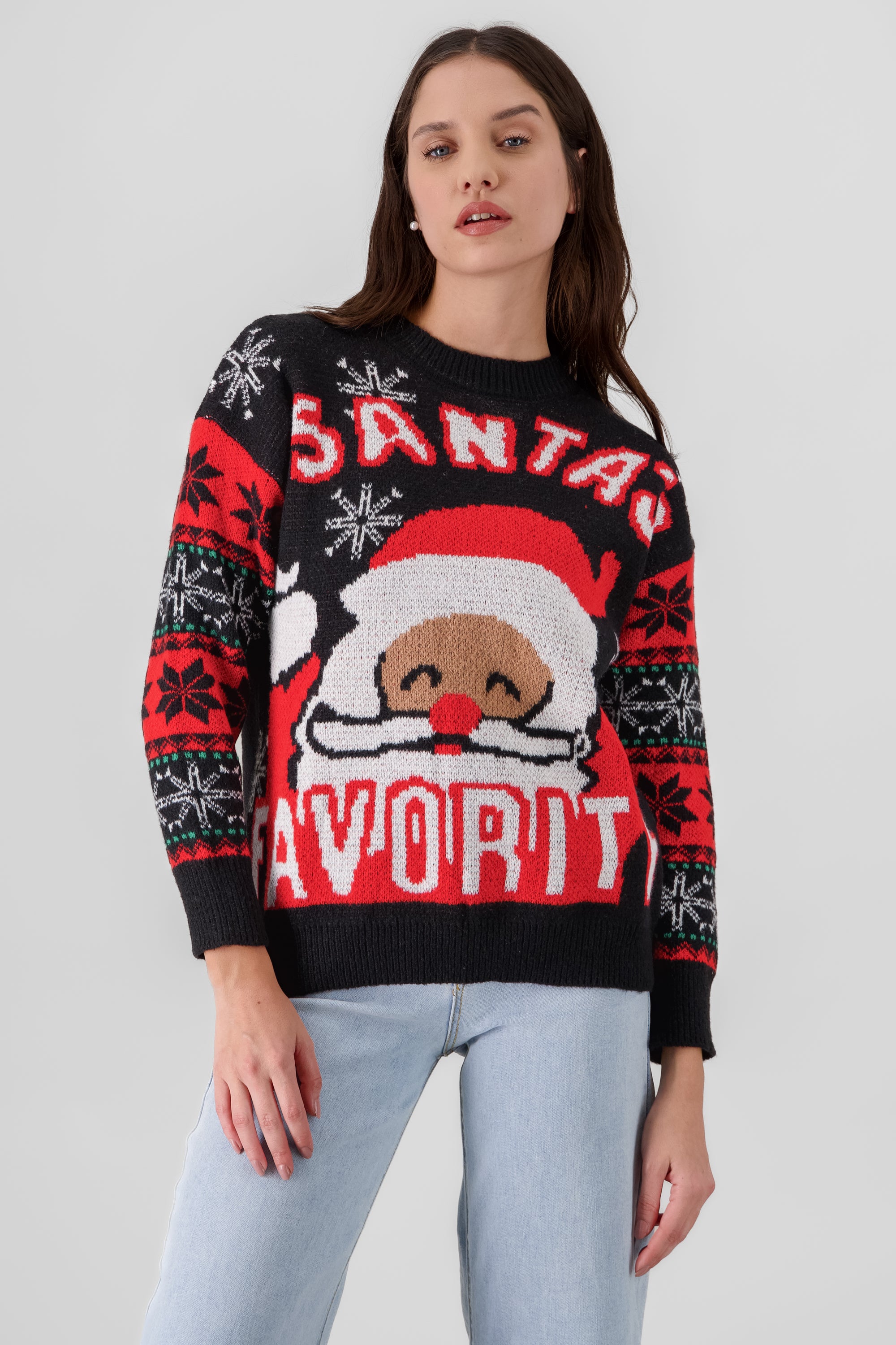 Santa Christmas Sweater BLACK COMBO