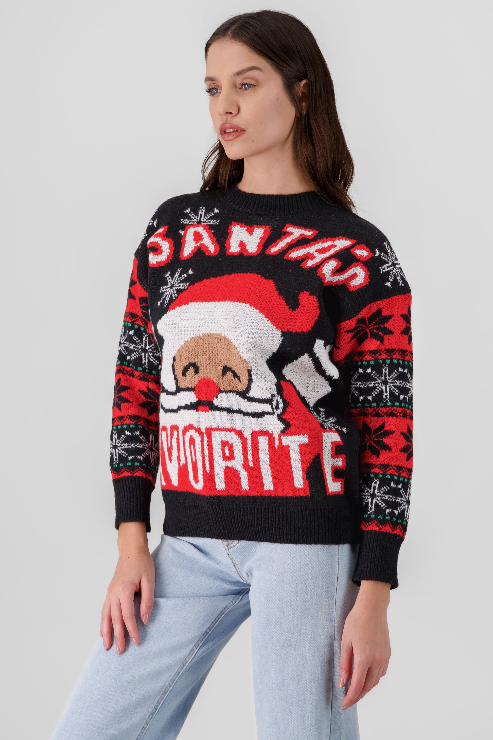 Santa Christmas Sweater BLACK COMBO