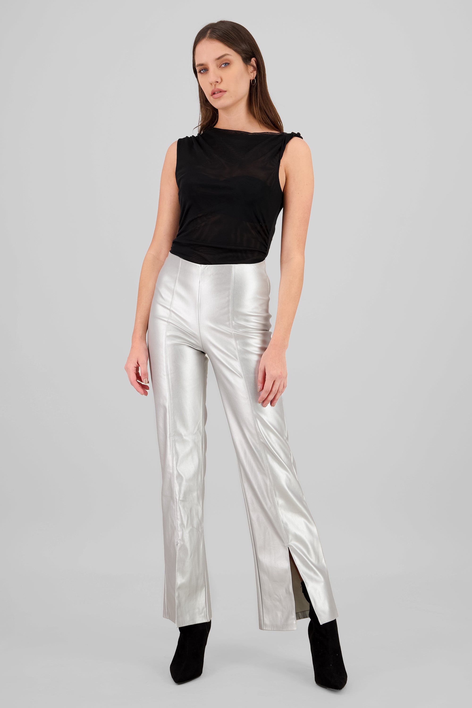 Seam Detail Wide Leg Pants SILVER