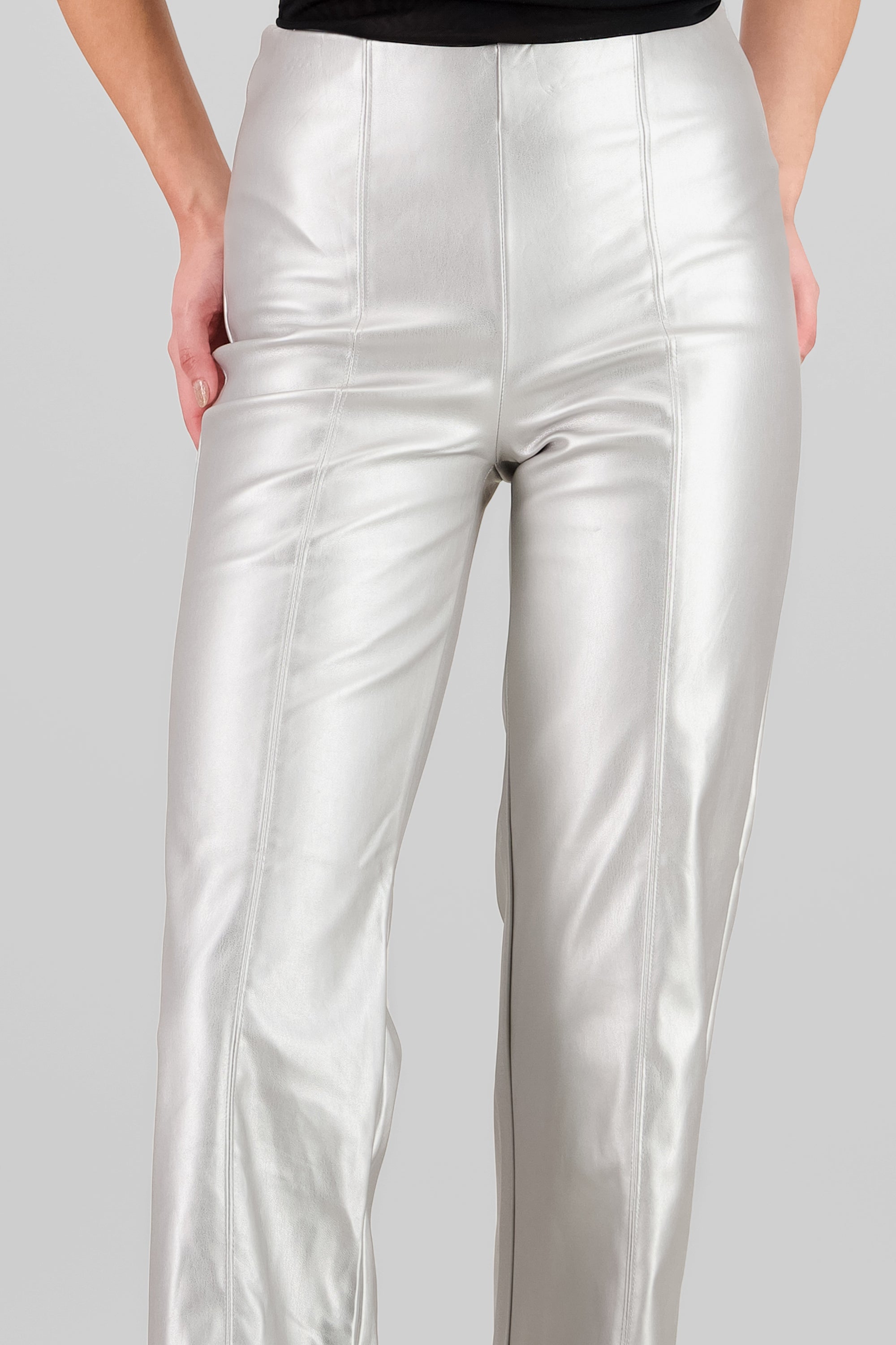 Seam Detail Wide Leg Pants SILVER