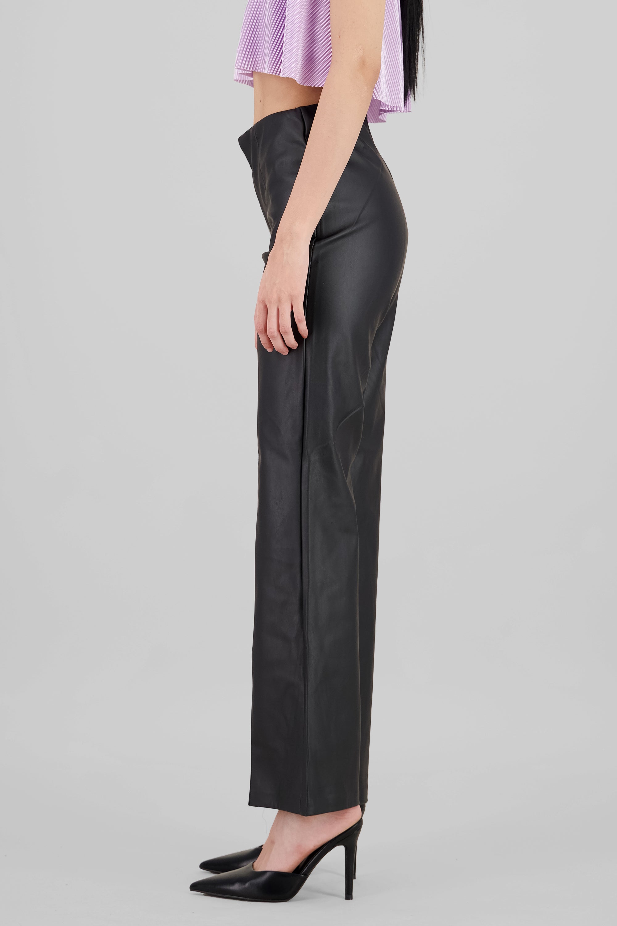 Seam Detail Wide Leg Pants BLACK