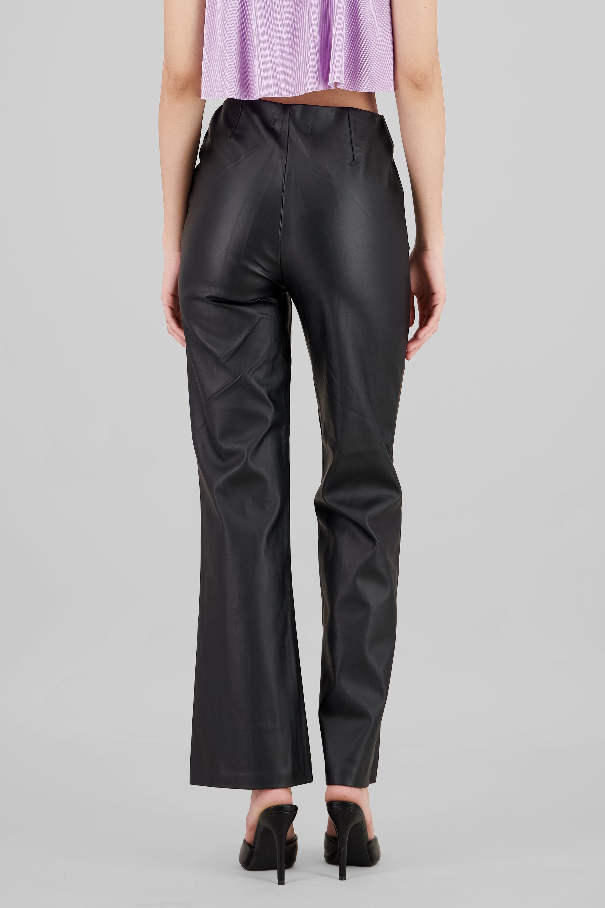 Seam Detail Wide Leg Pants BLACK