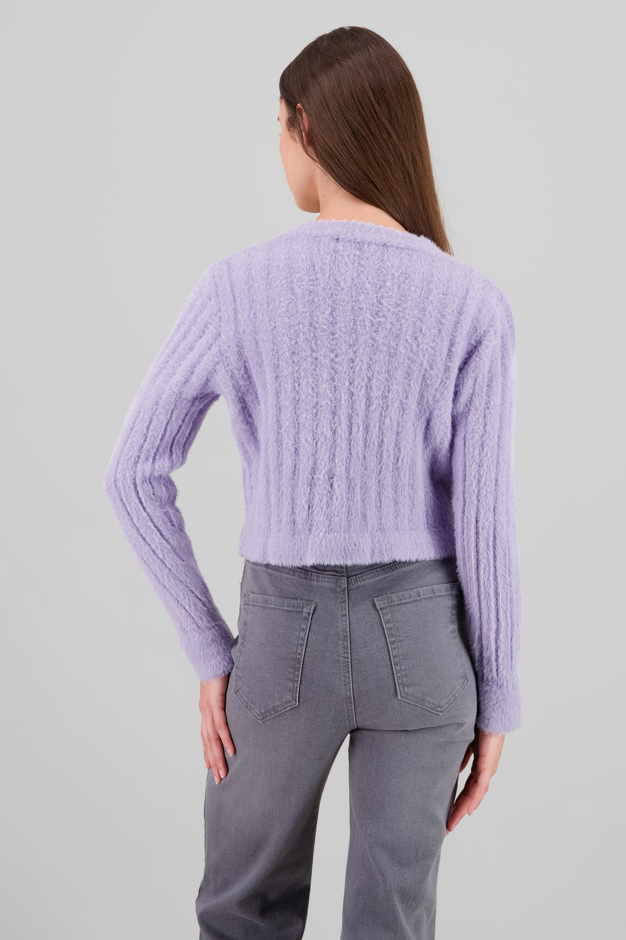 Soft Cardigan with Patch Detail PASTEL PURPLE