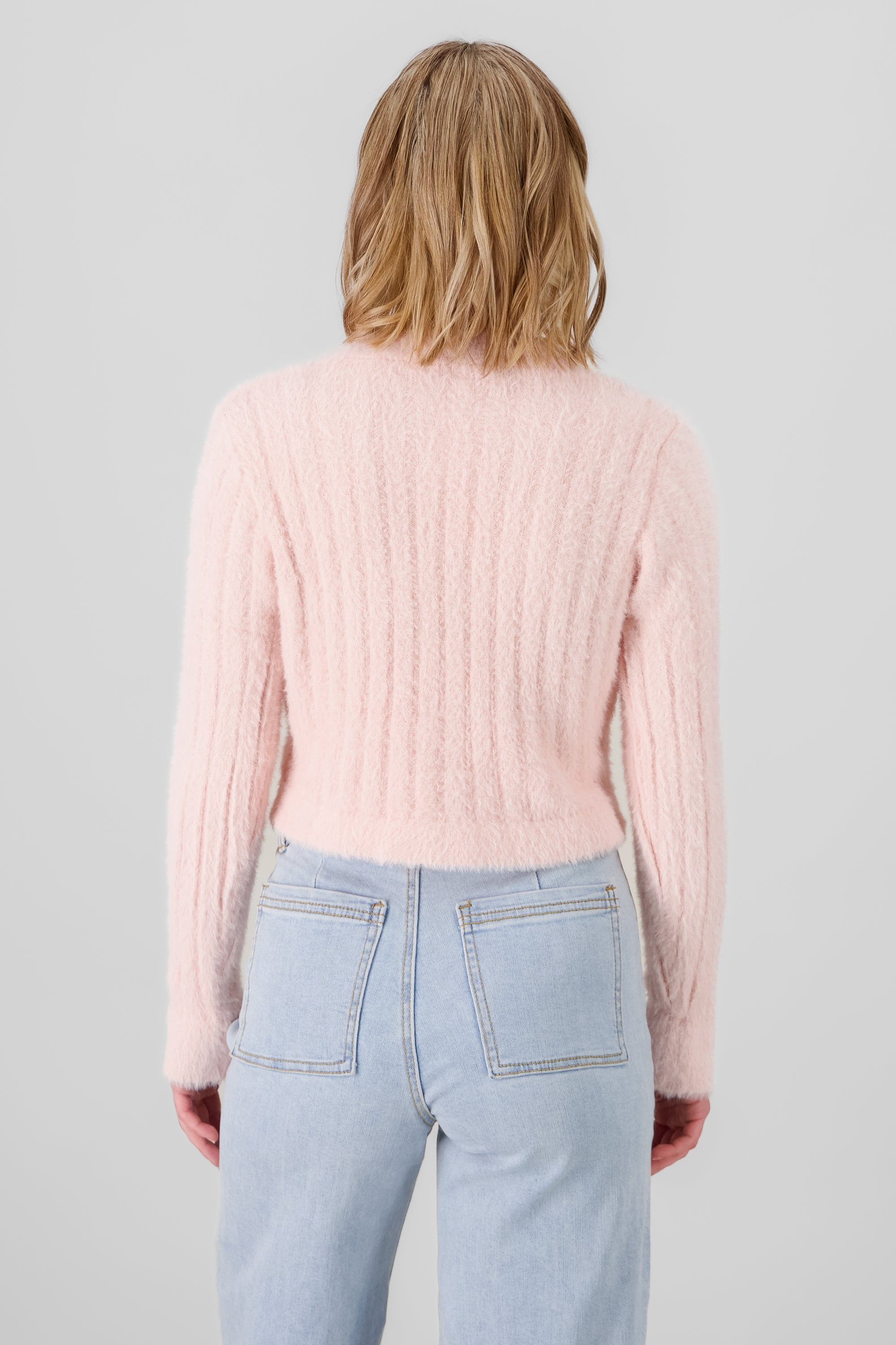 Soft Cardigan with Patch Detail PASTEL PINK