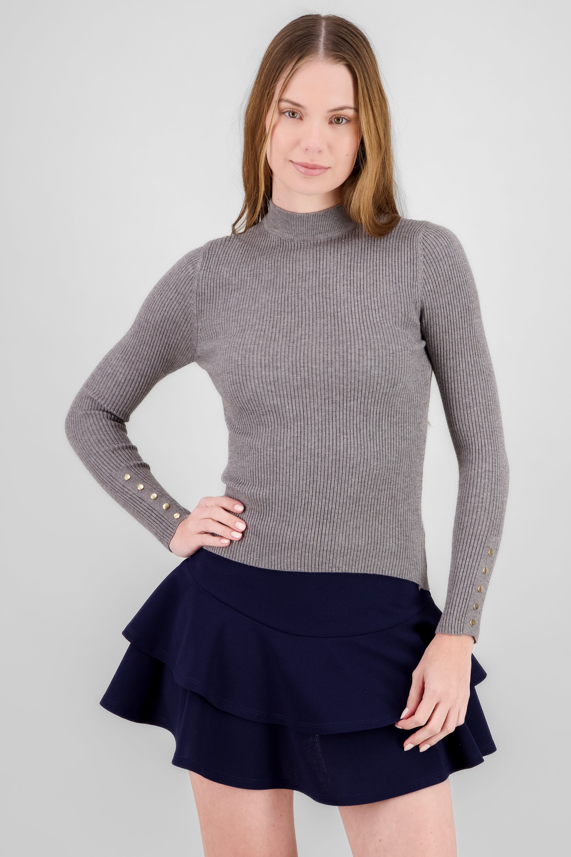 Knit Sweater with button GRAY