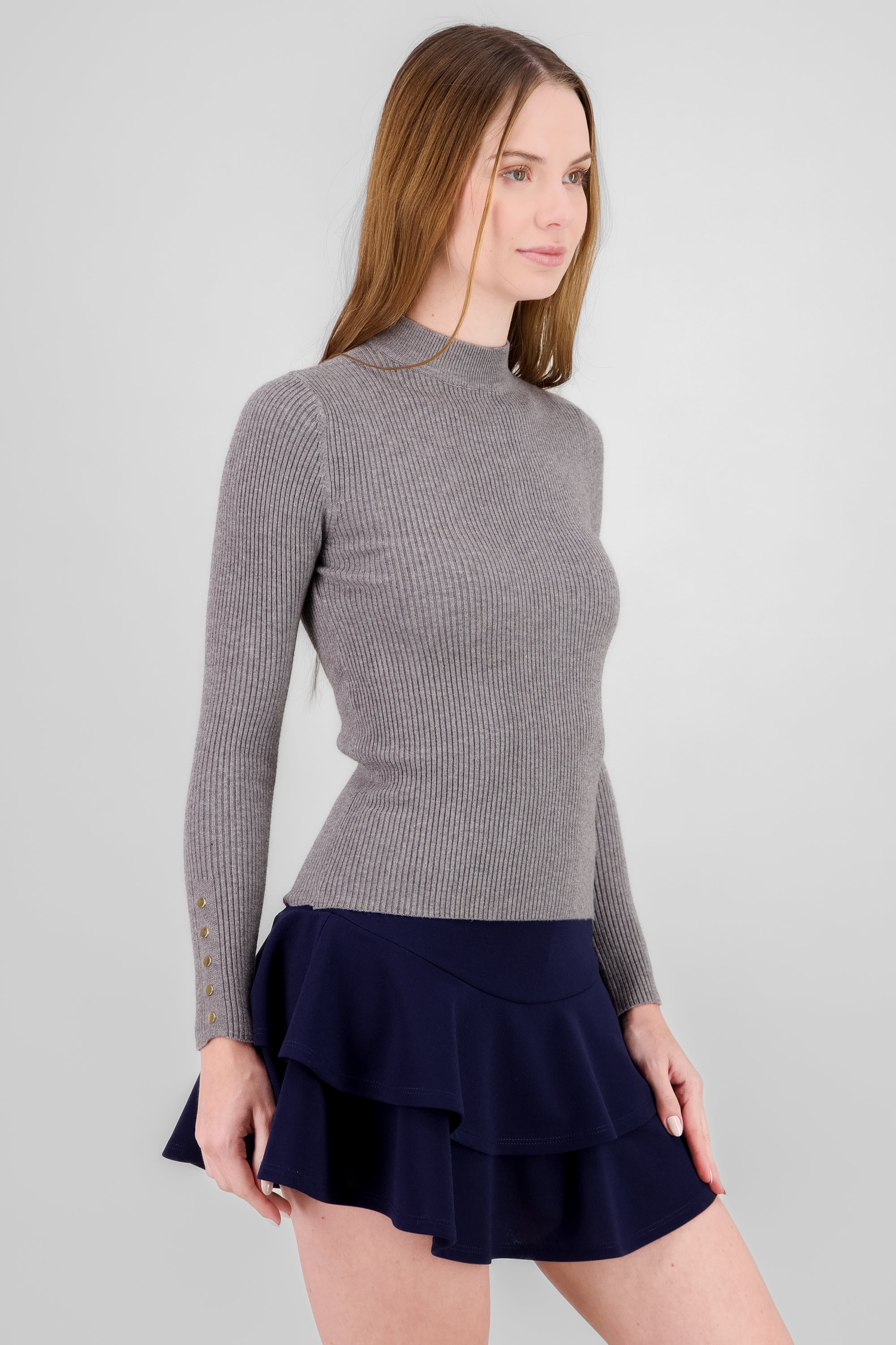 Knit Sweater with button GRAY