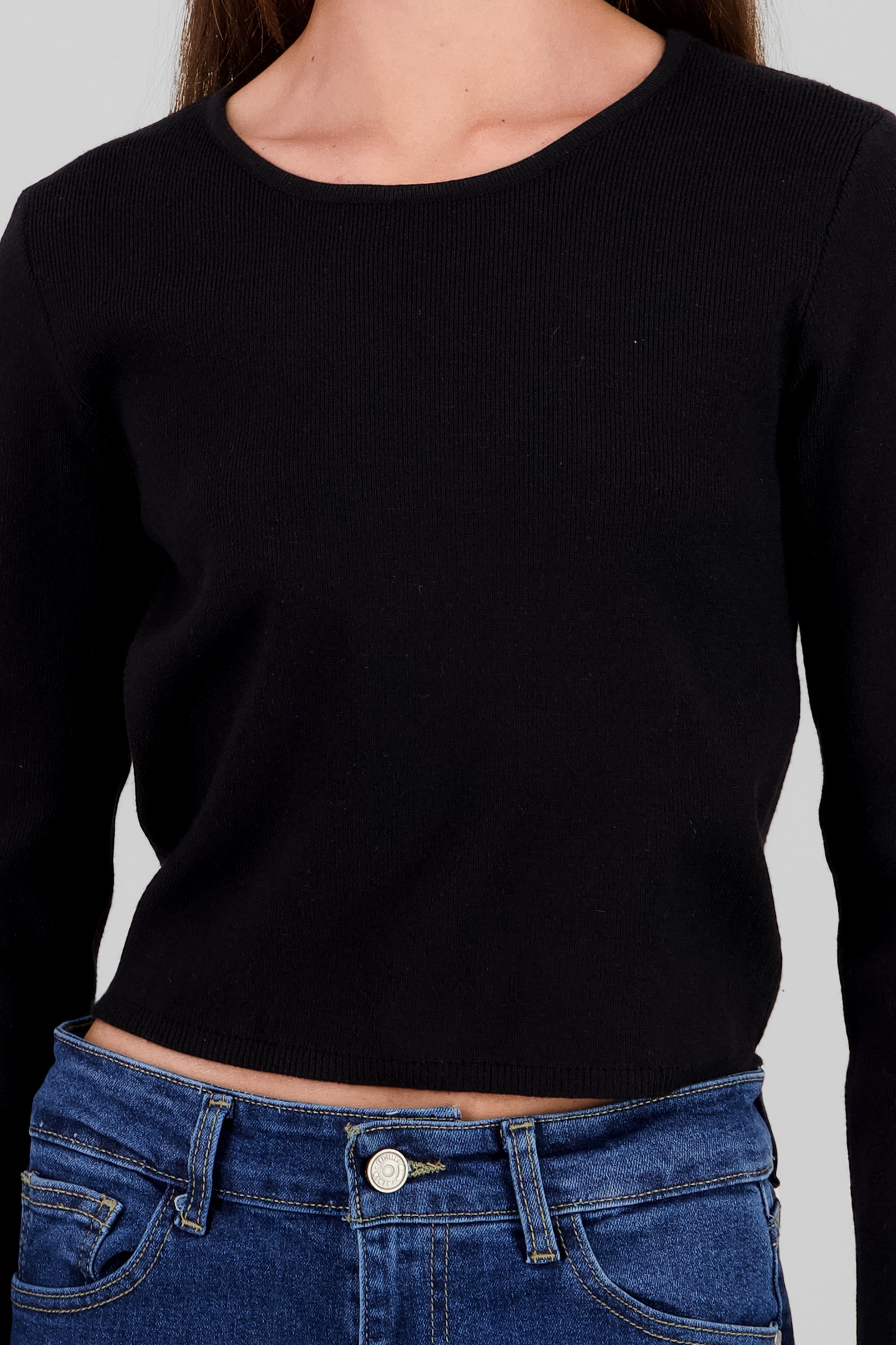 Knit Crew Neck Sweater BLACK