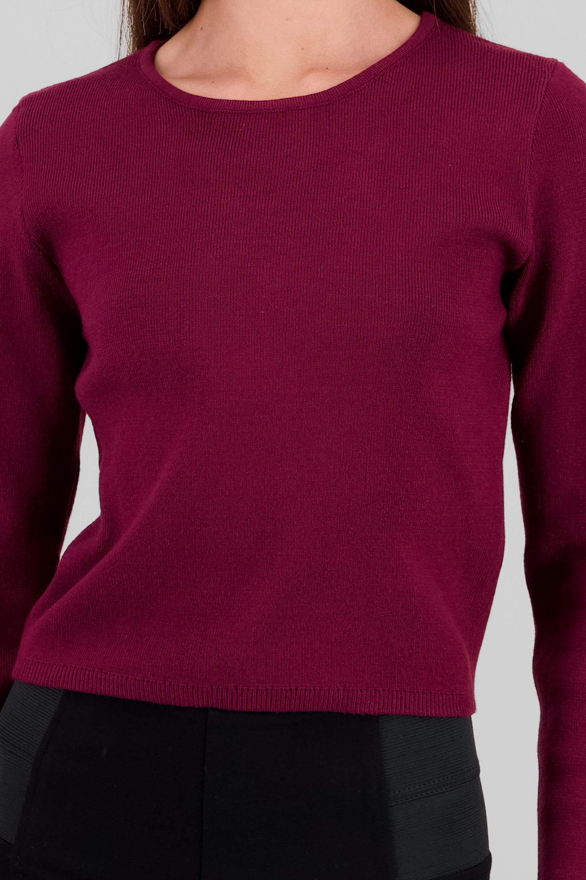 Knit Crew Neck Sweater BURGUNDY