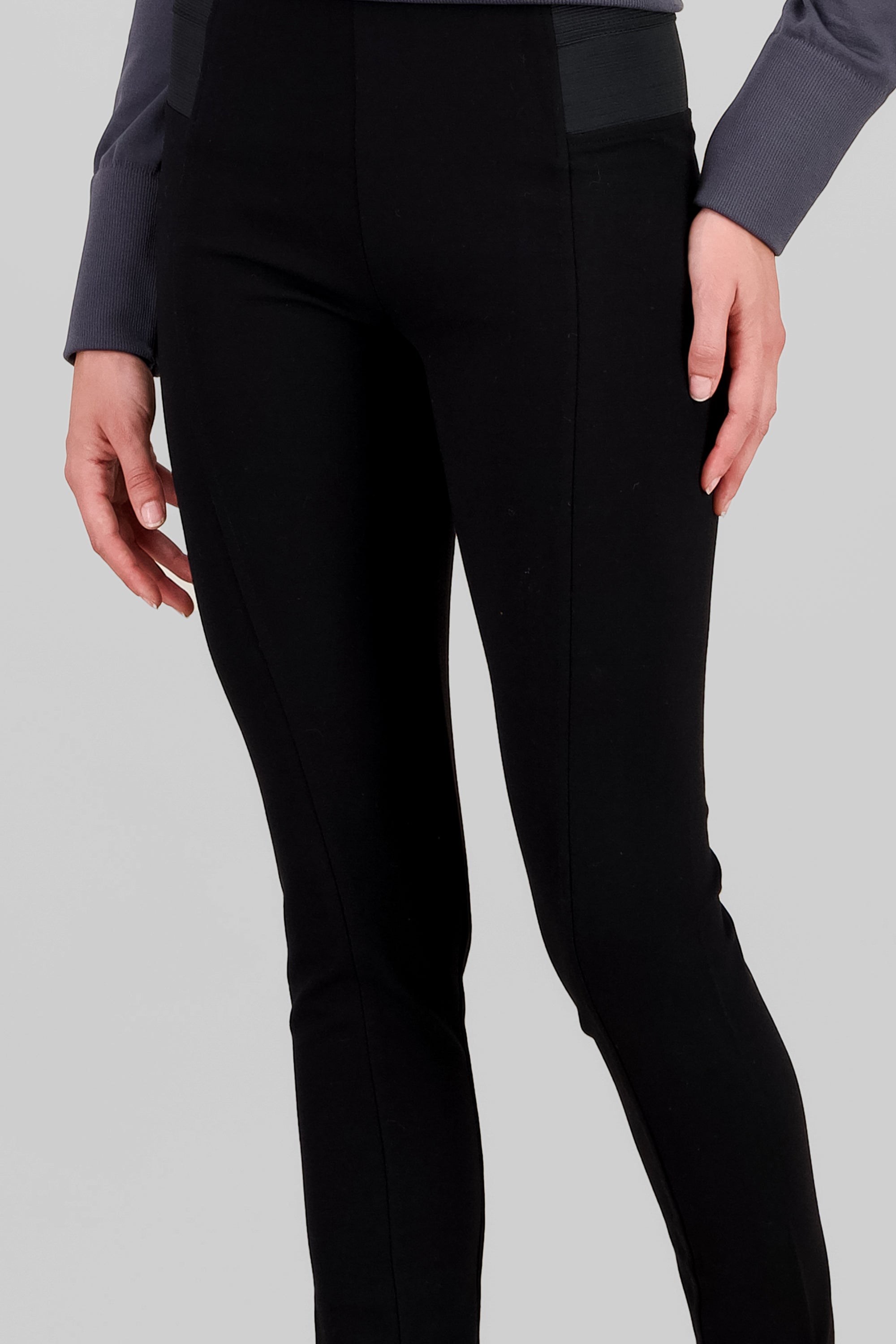 Ponti Pants with Elastic Detail BLACK