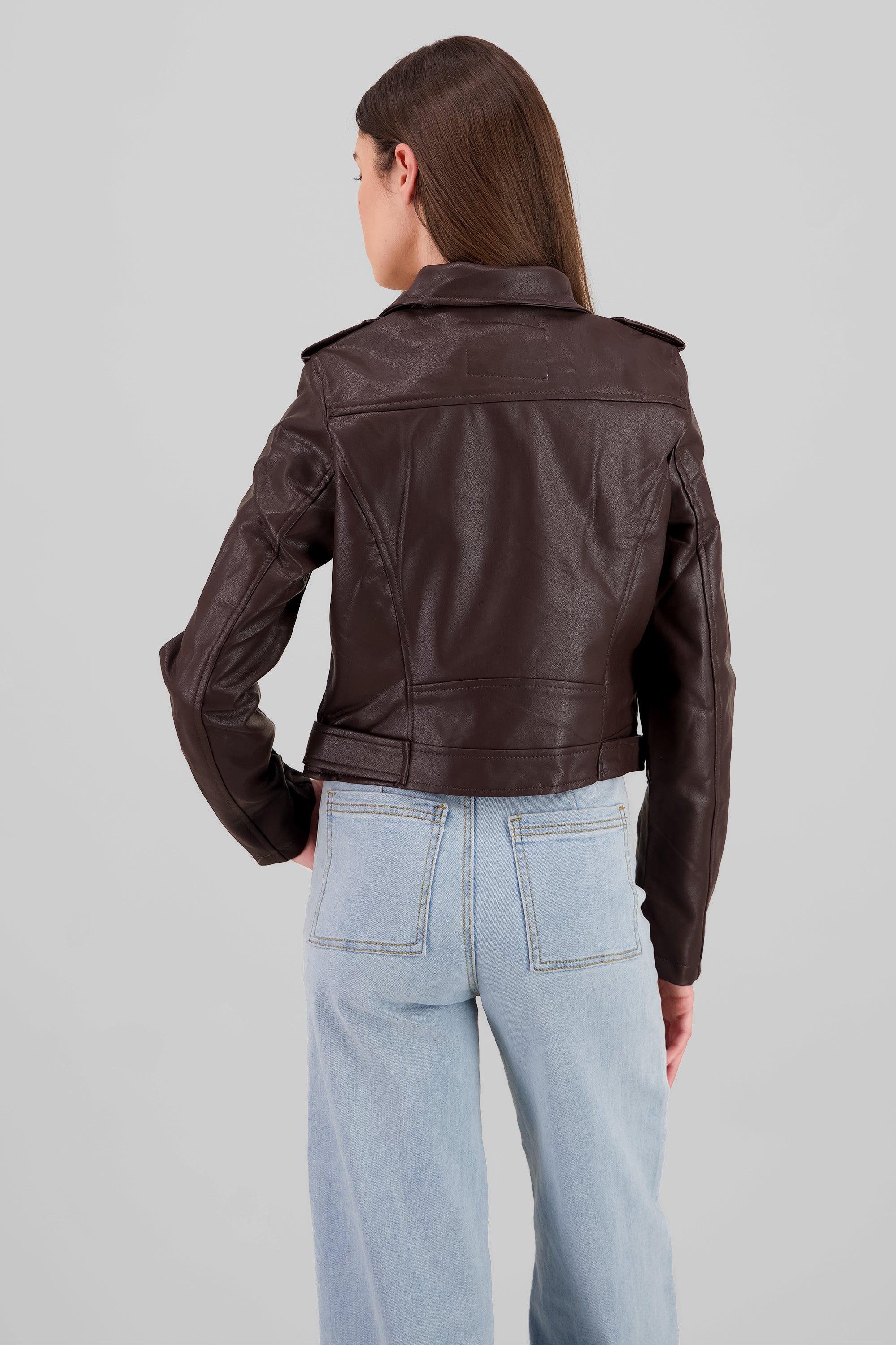 Biker Jacket with Zipper CHOCOLATE