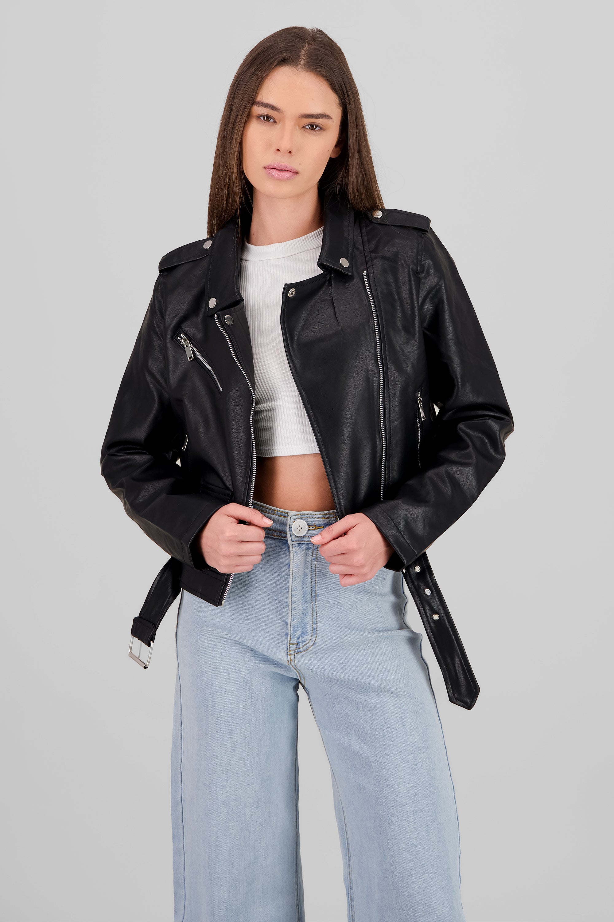 Biker Jacket with Zipper BLACK