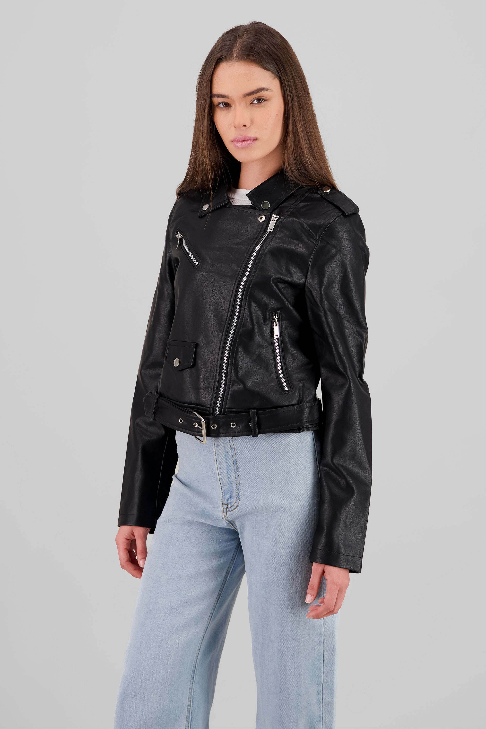 Biker Jacket with Zipper BLACK