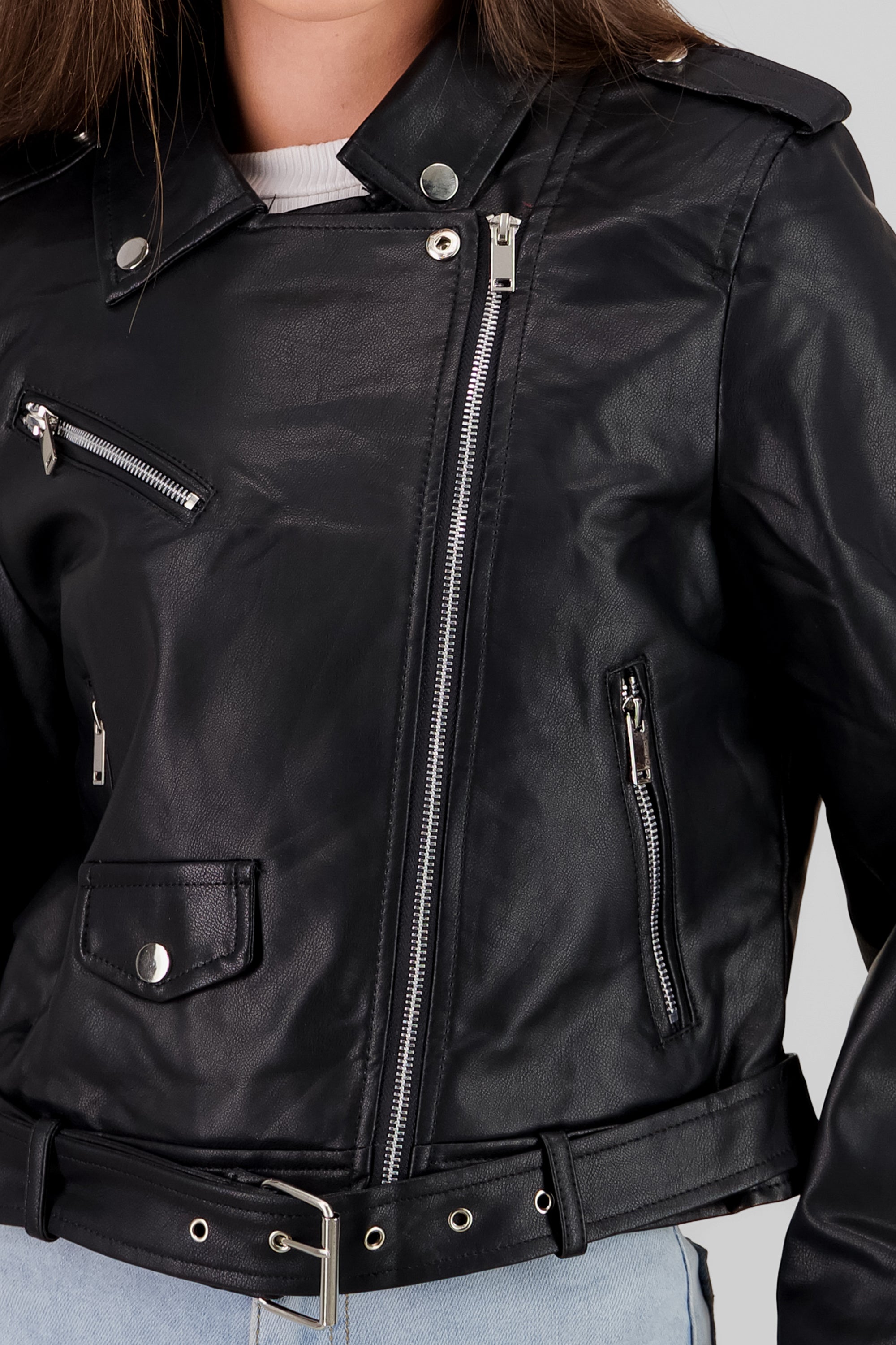 Biker Jacket with Zipper BLACK