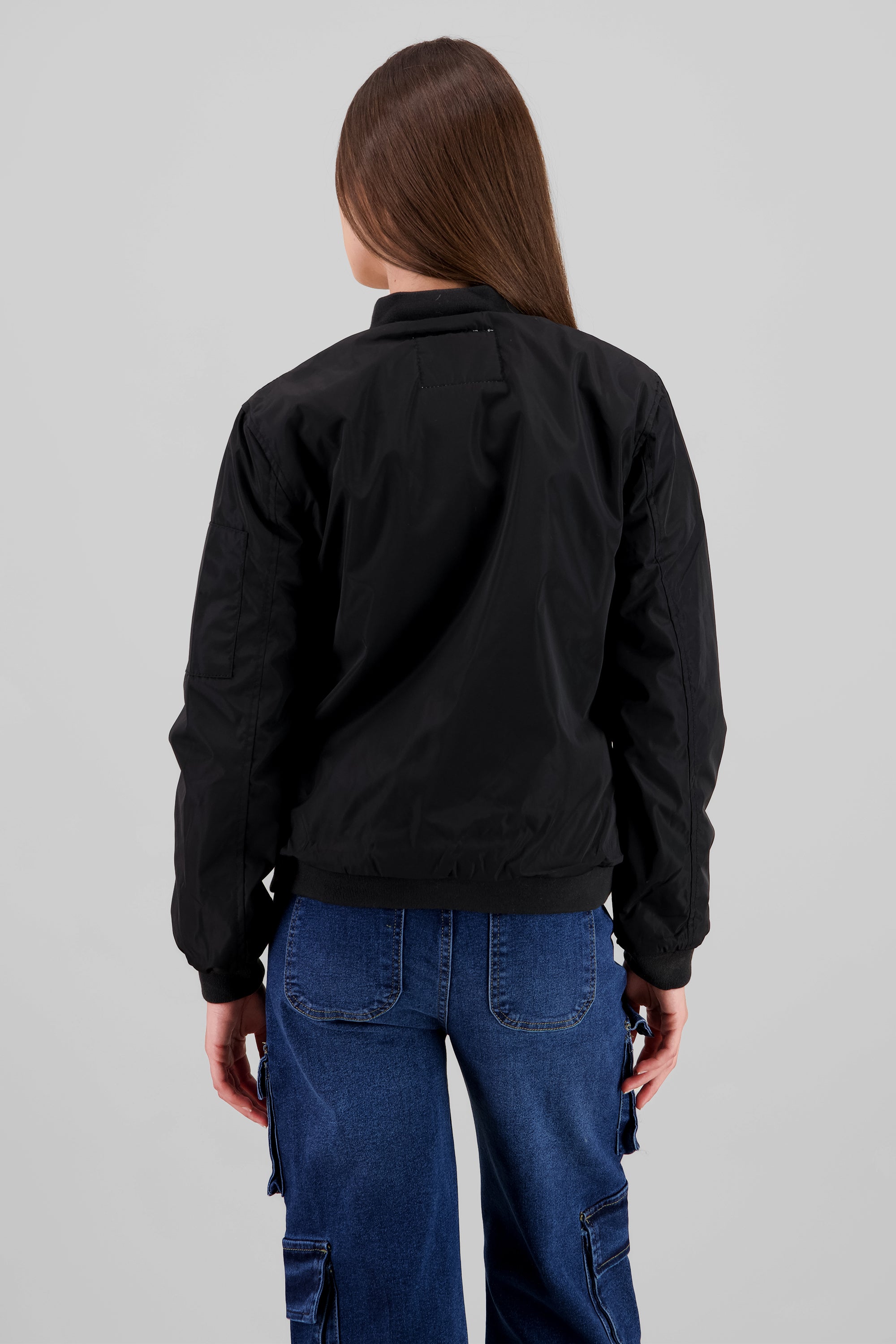 Solid Zip-Up Bomber BLACK