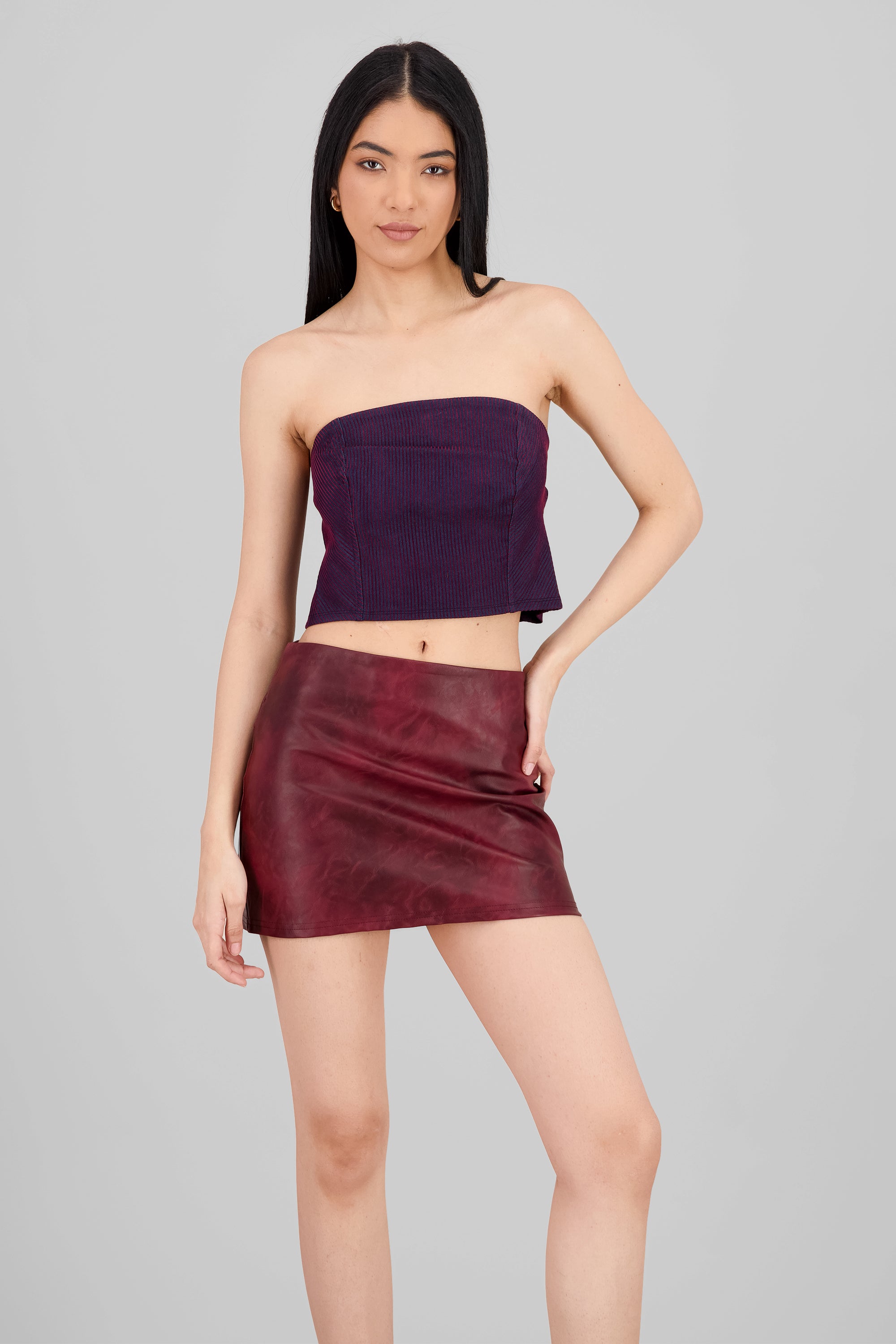 Textured Bandeau Top PLUM