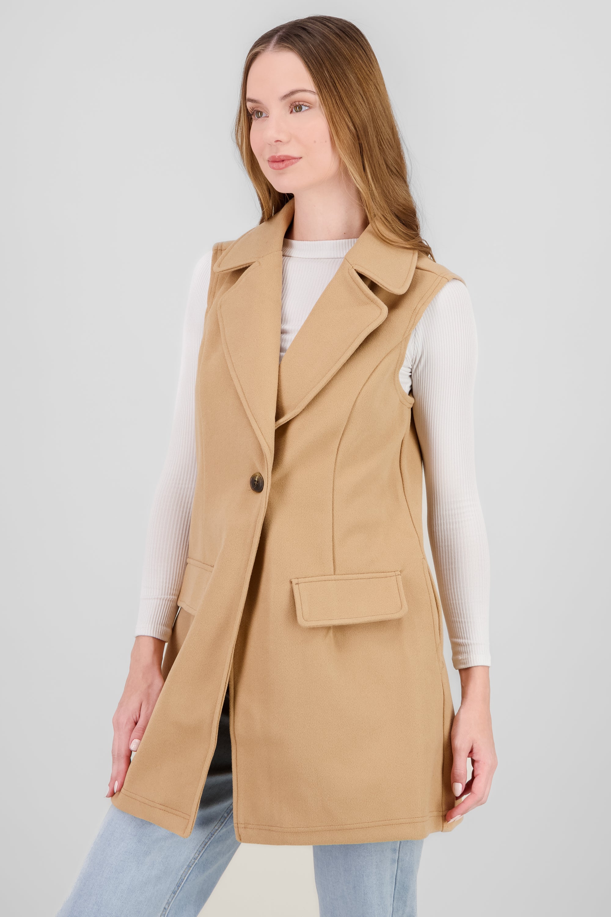 Long Solid Vest CAMEL