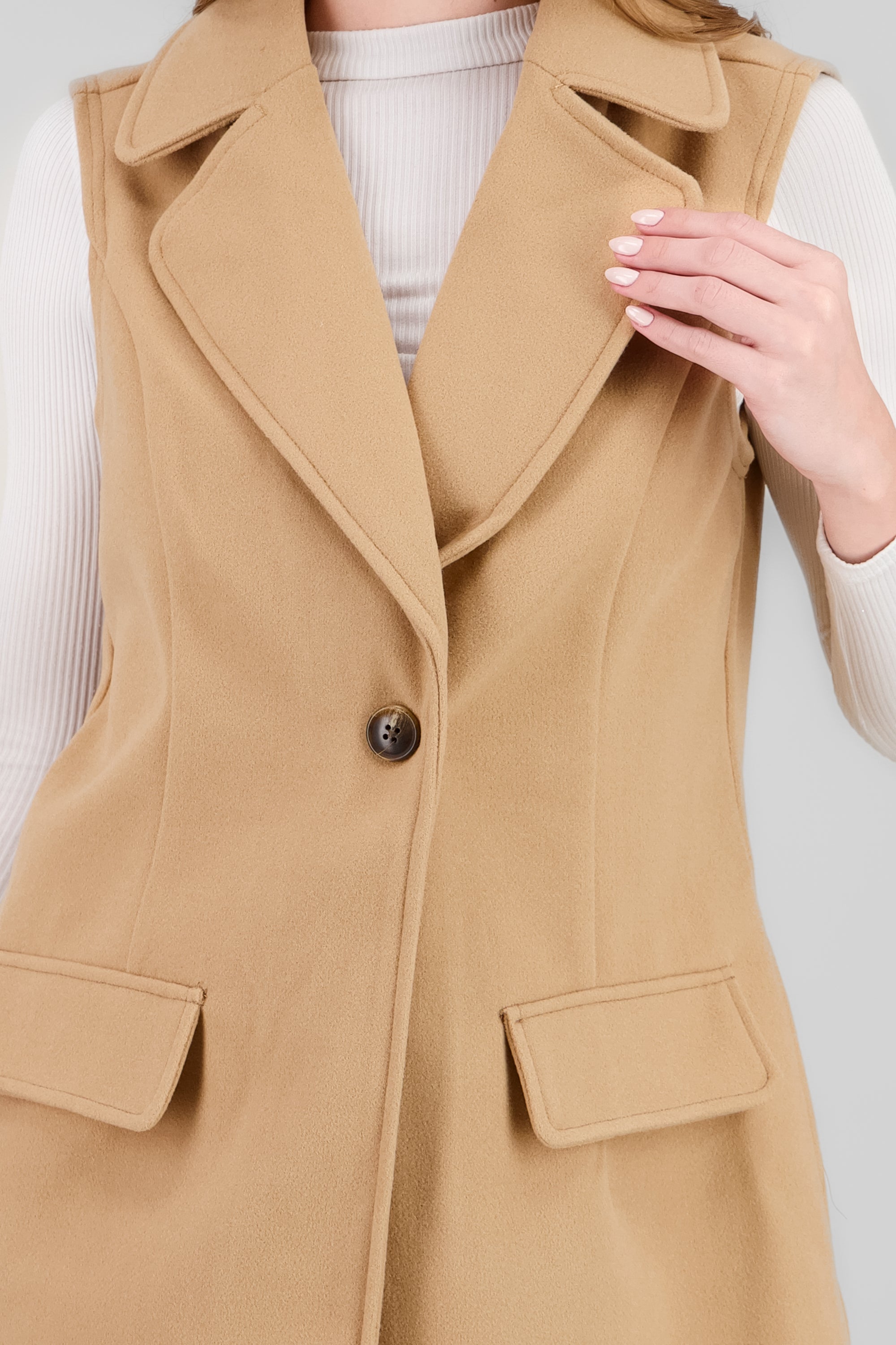 Long Solid Vest CAMEL