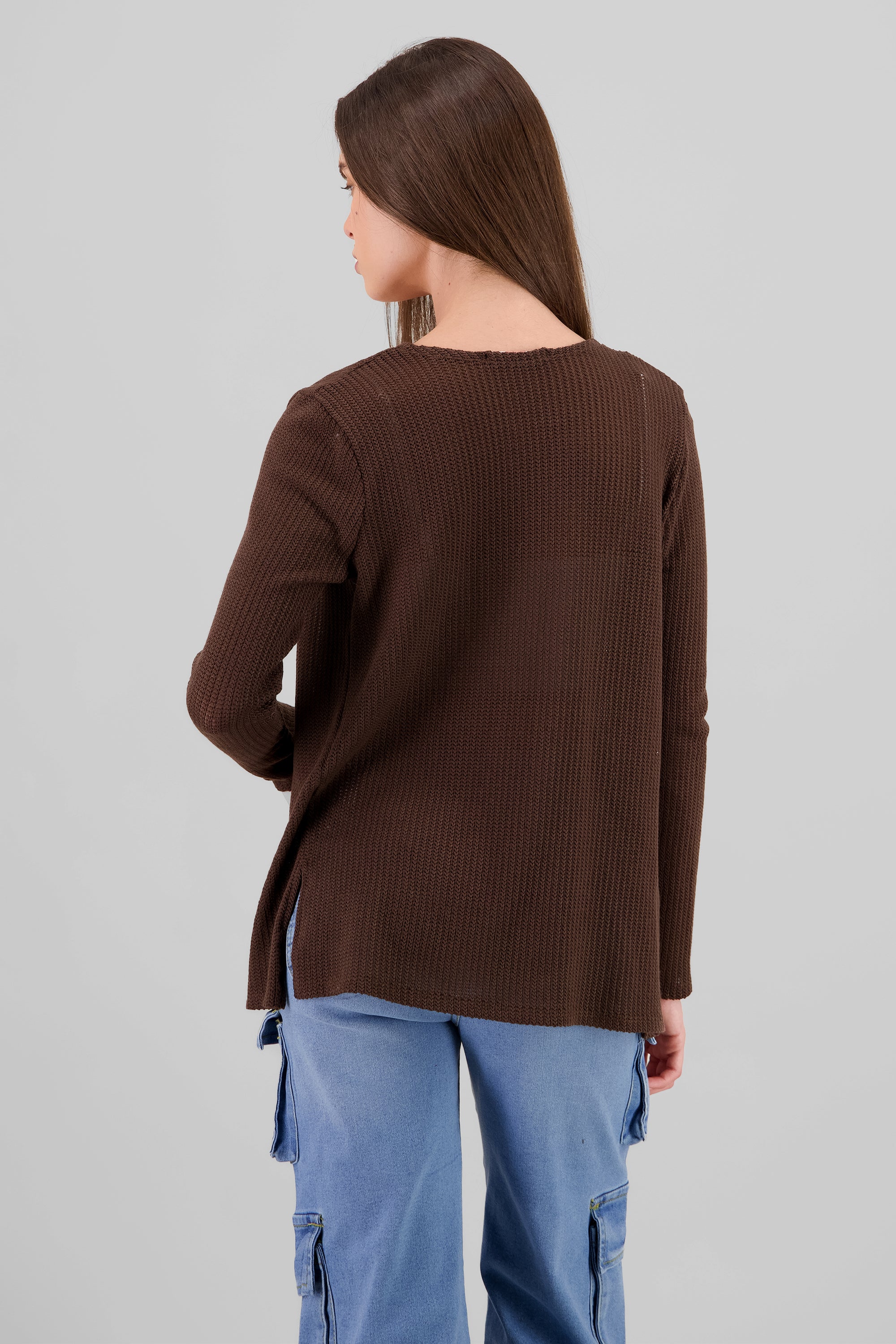 Long Knit Cardigan BROWN