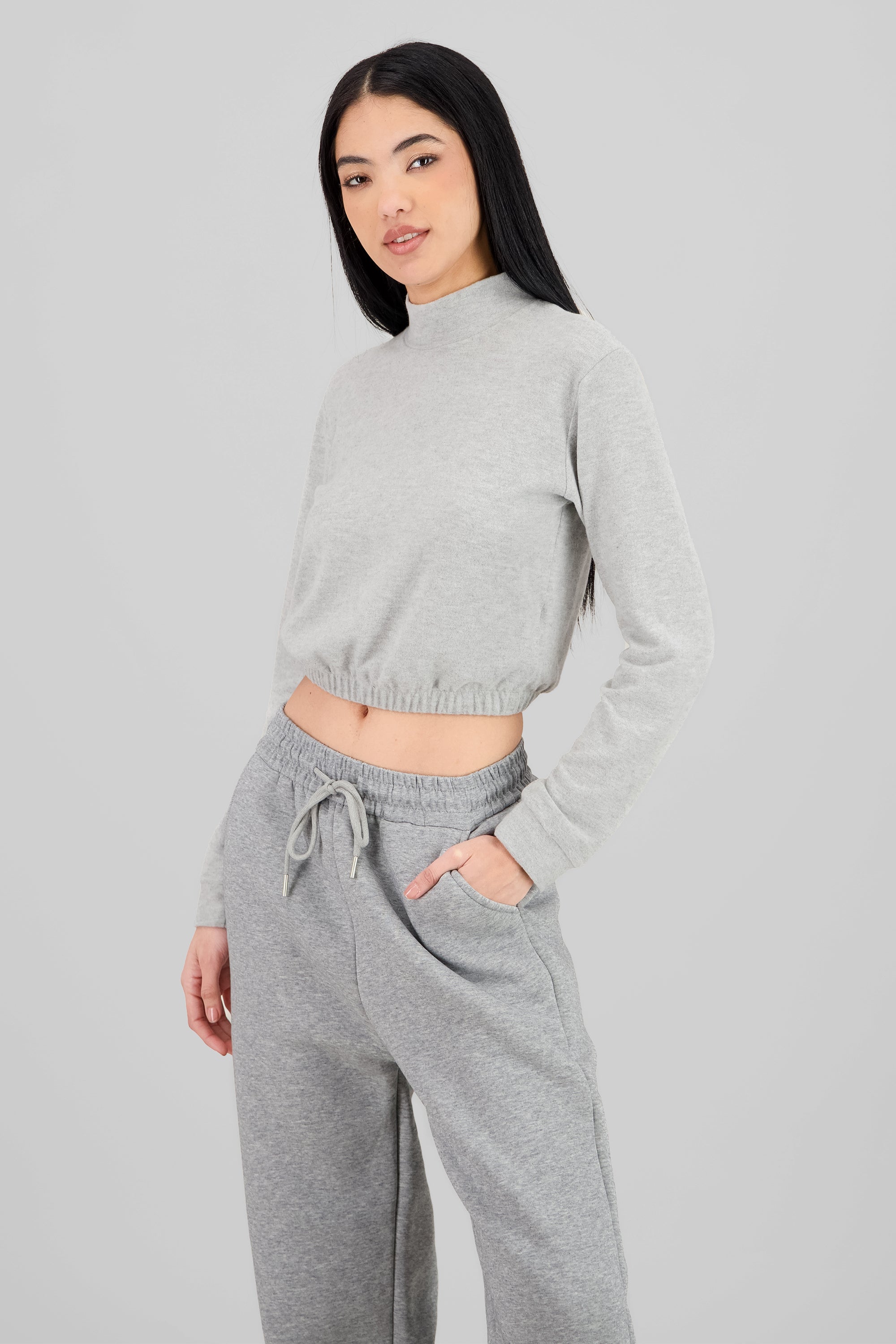 Soft Texture High Neck Sweater LIGHT GRAY